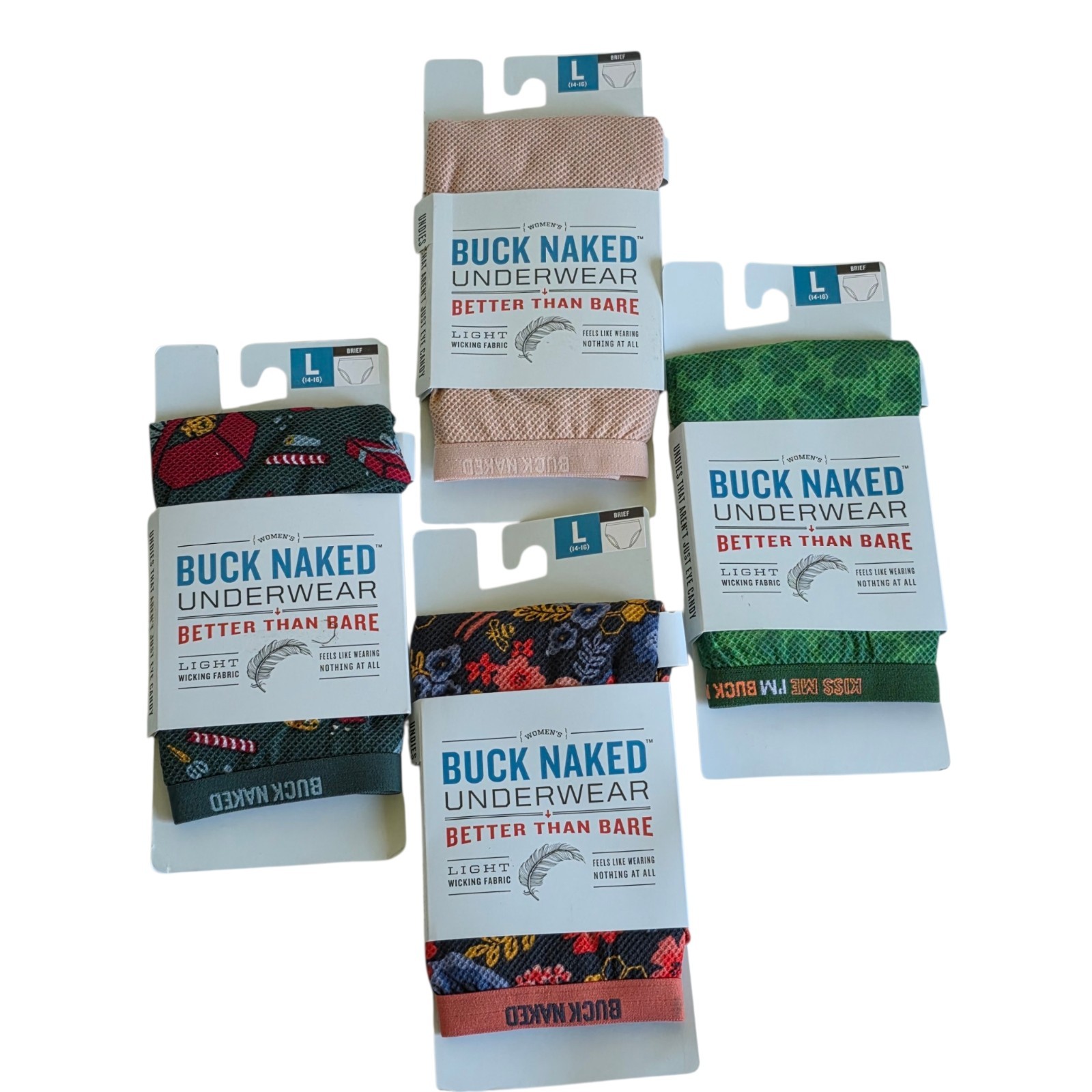 Duluth Trading Buck Naked Women’s Briefs L Moisture Wicking Lot of 4 New