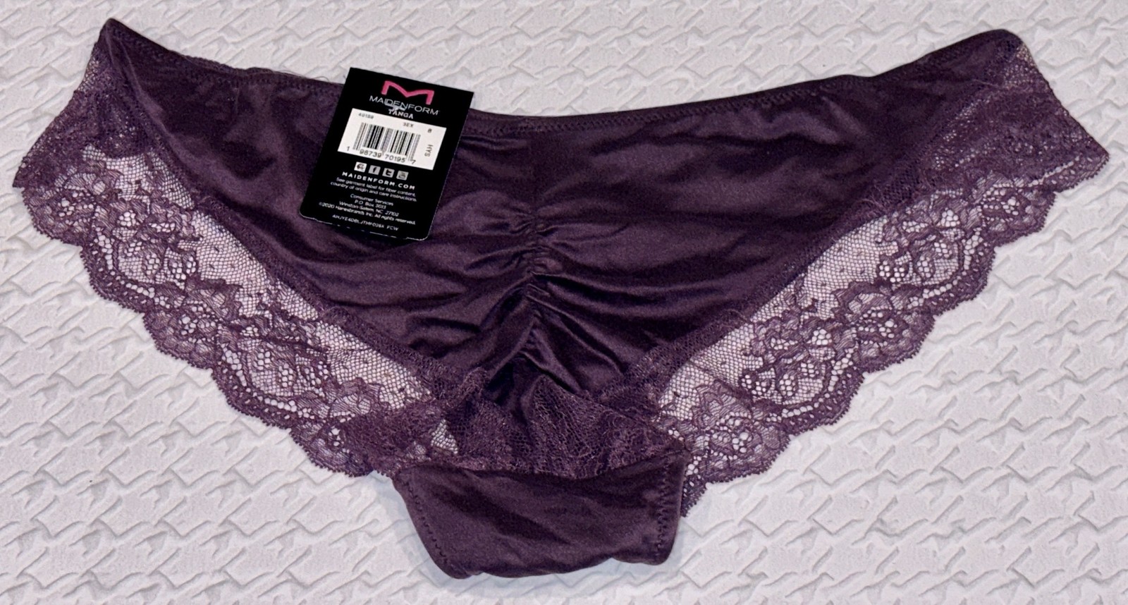 MAIDENFORM Comfort Devotion Lace Trim Quartz Purple Tanga Panty Womens L 7 XL 8