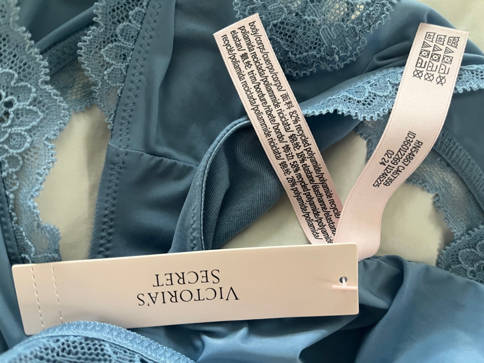 Victorias Secret Large Blue Dream Angel High Leg Brazillian Slip Panties RN54867