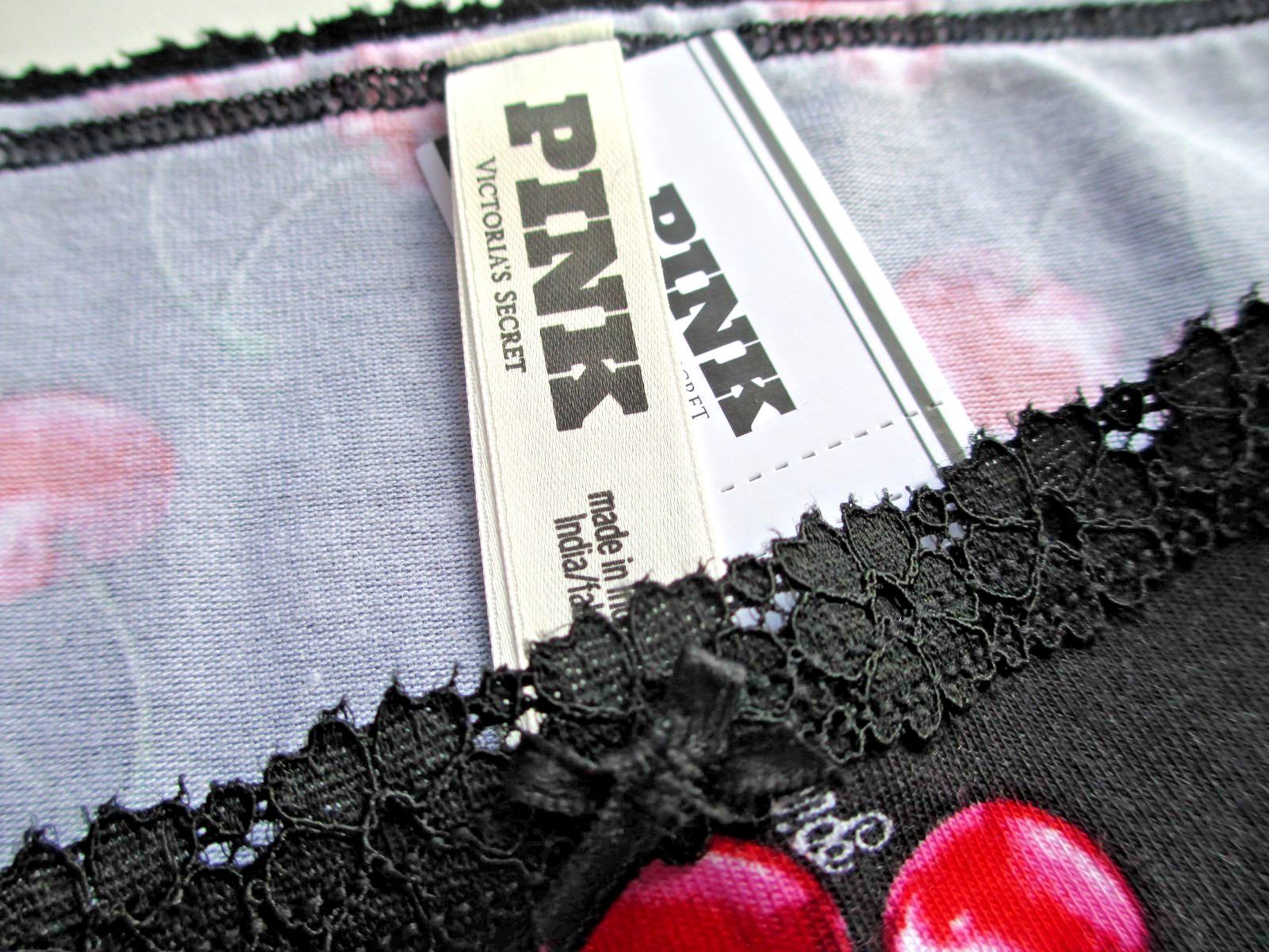VICTORIA’S SECRET PINK Cotton Dorm Boyshort Panty VS Black Red Cherries S M L XL