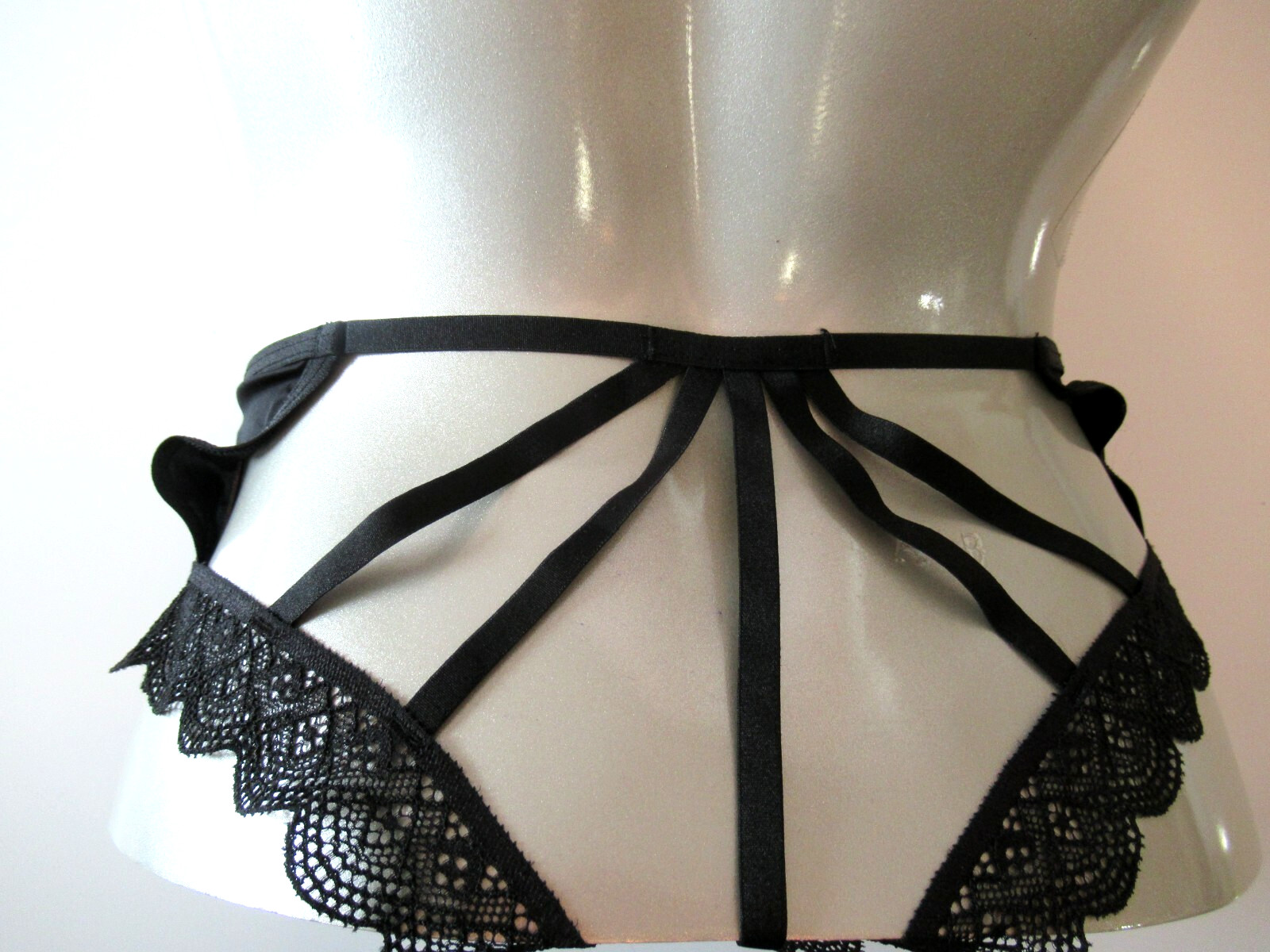 Victorias Secret Black Very Sexy Strappy CUT-OUT Back Cheeky Panty S