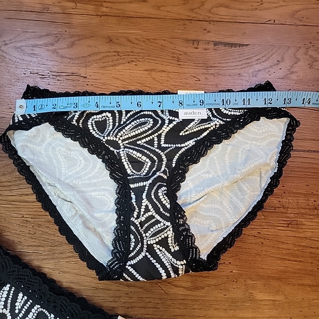 (3) Auden Womens Medium (8-10) Cotton Bikini Underwear Target M Black White Lace