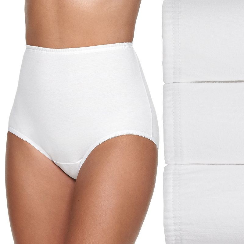 3-Pk NWT VANITY FAIR Perfectly Yours Classic Cotton White Brief Panty Sz 10 /3XL