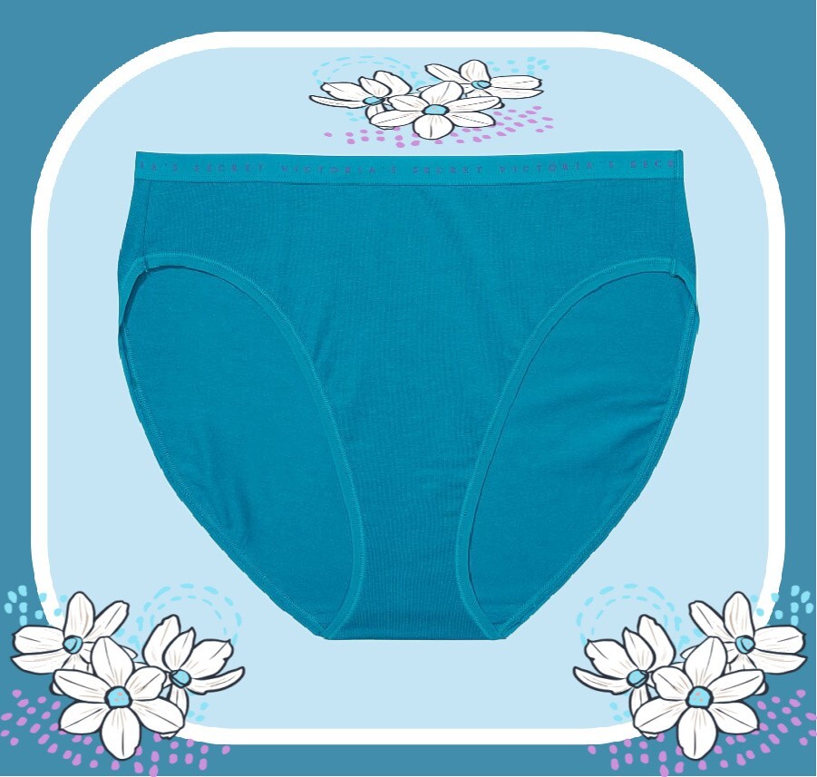 M Blue Sea Dive Stretch Cotton LOGO Waist Victorias Secret HighLeg Brief Pantie
