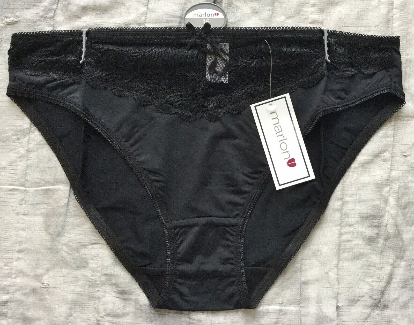 MARLON BLACK WHITE SILKY MICROFIBRE LACE FRONT BIKINI BRIEFS 8 – 18 BNWT