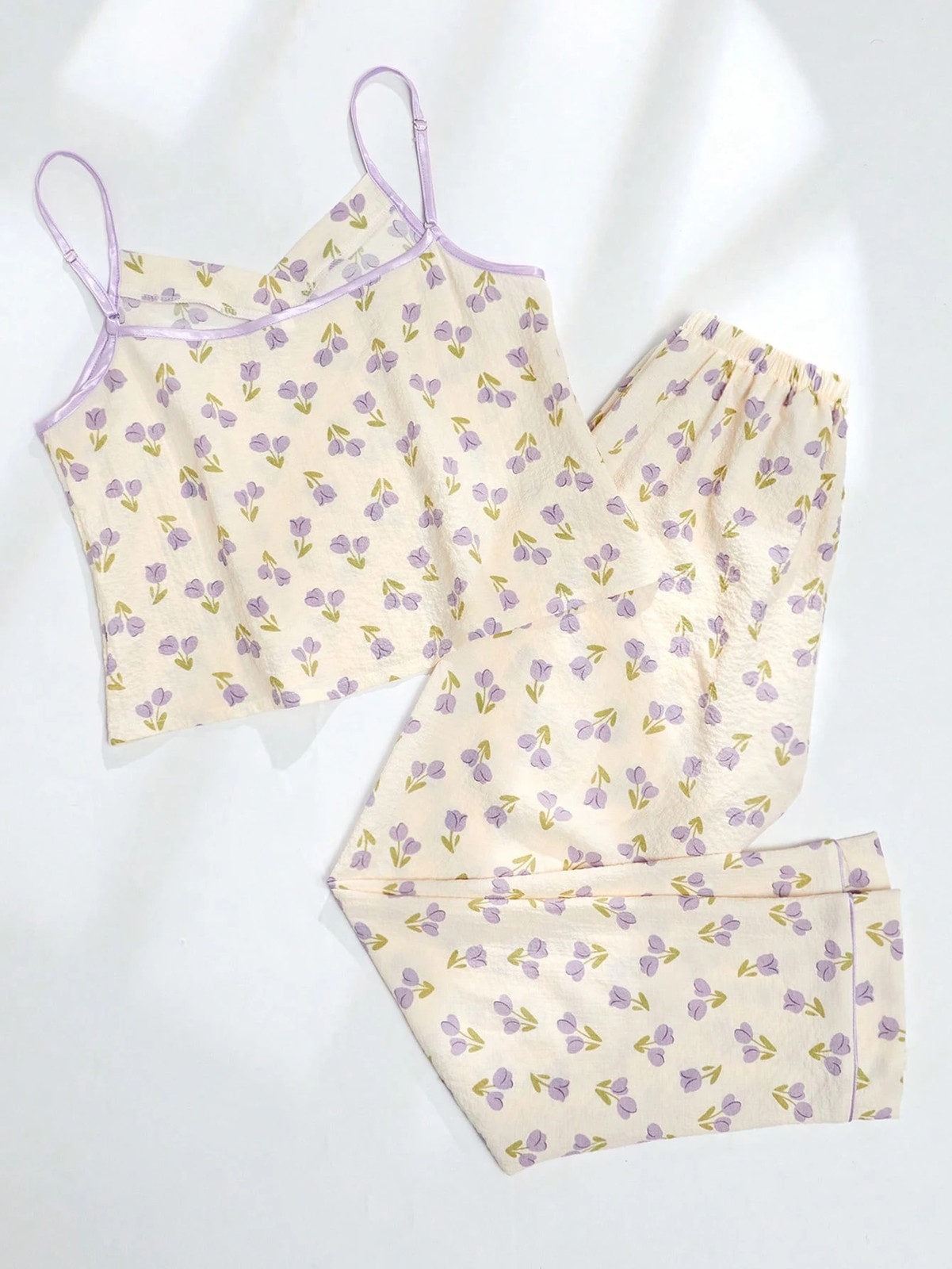CottageSlumber Flower Pattern Cami Top & Pants Pyjama Set For Plus Size Cheap24