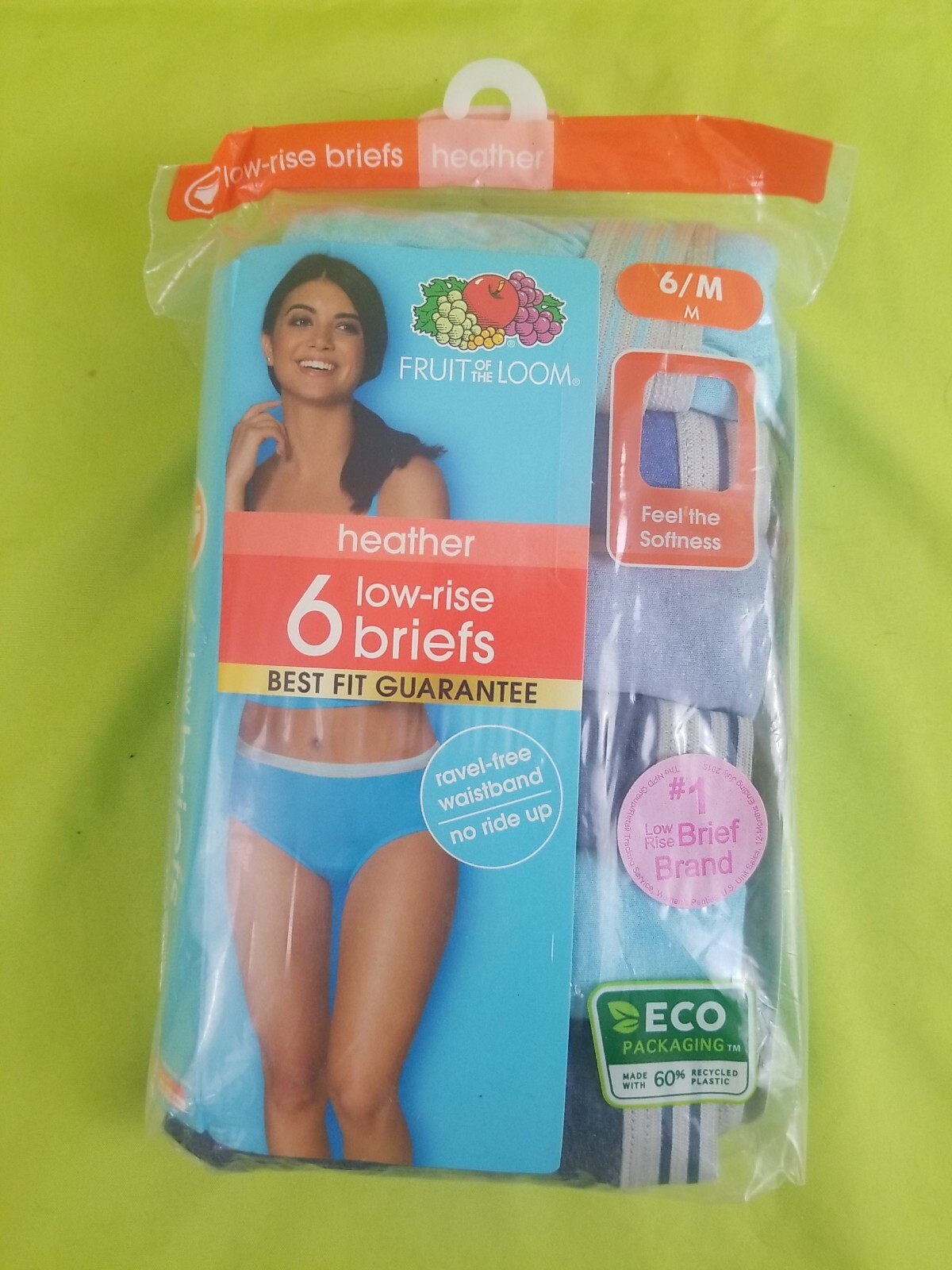 New Fruit of The Loom Womens Size 6 Briefs Panties 6 Pack Heathers Tag Free