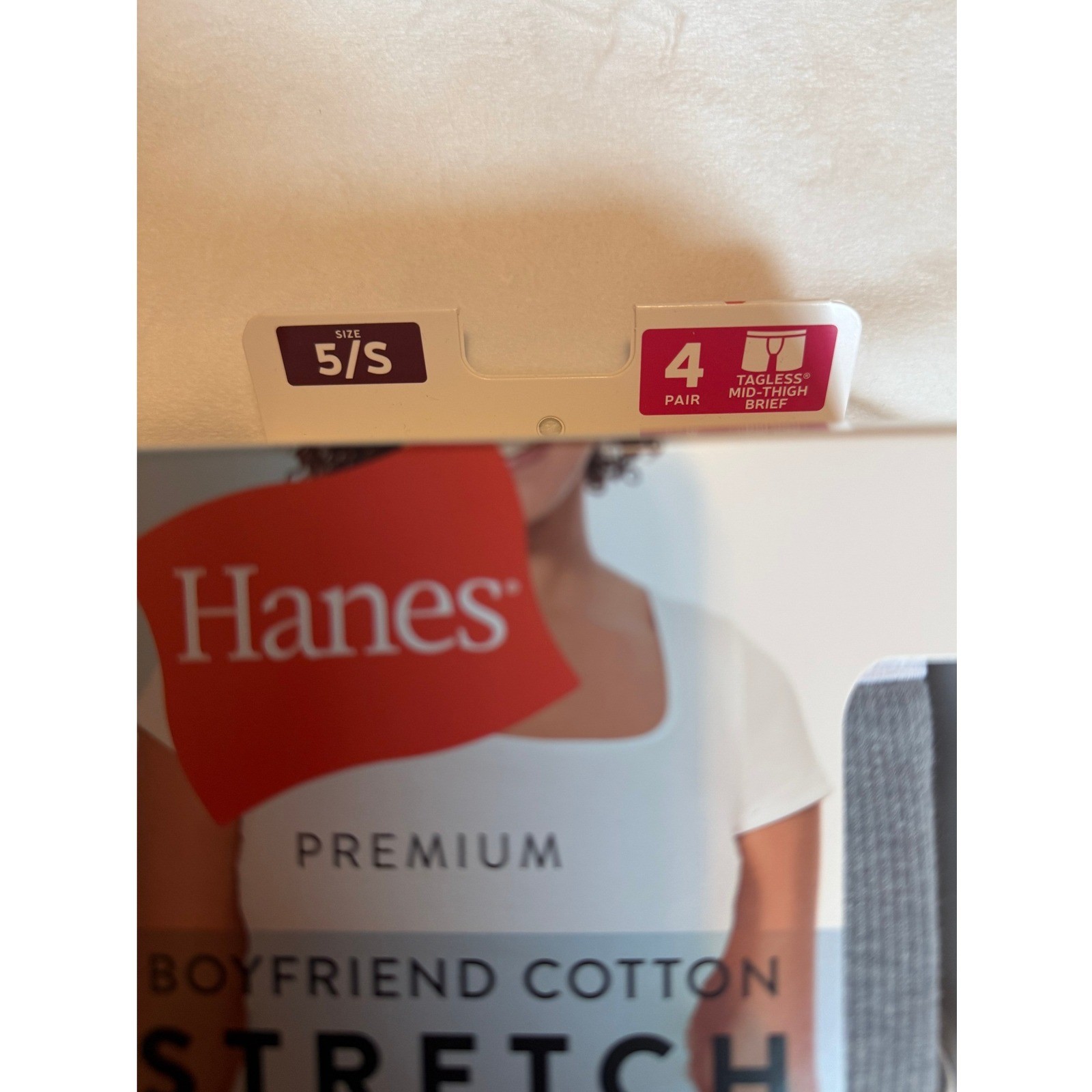 Hanes Premium Boyfriend Cotton Stretch Mid-Thigh Briefs 4 Pack Size 5/S