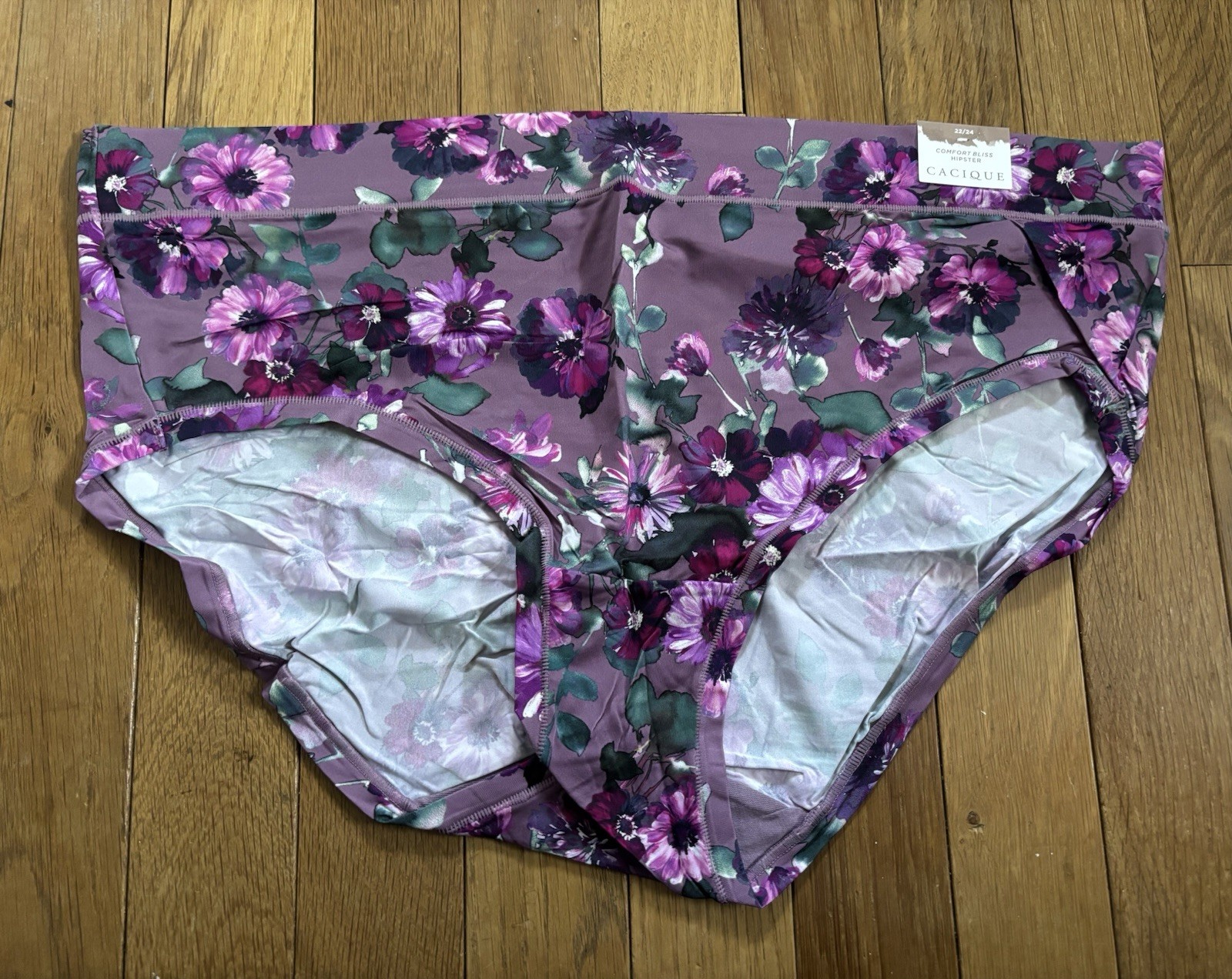 Plus Size 22/24 Lane Bryant Cacique Comfort Bliss Hipster Lilac Purple Flower
