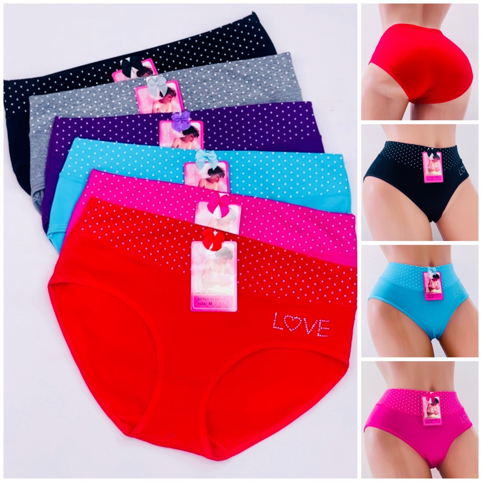 Lot 6 Pack Women Mid-Waist Cotton Underwear Panties Briefs Full Cover Soft 4369