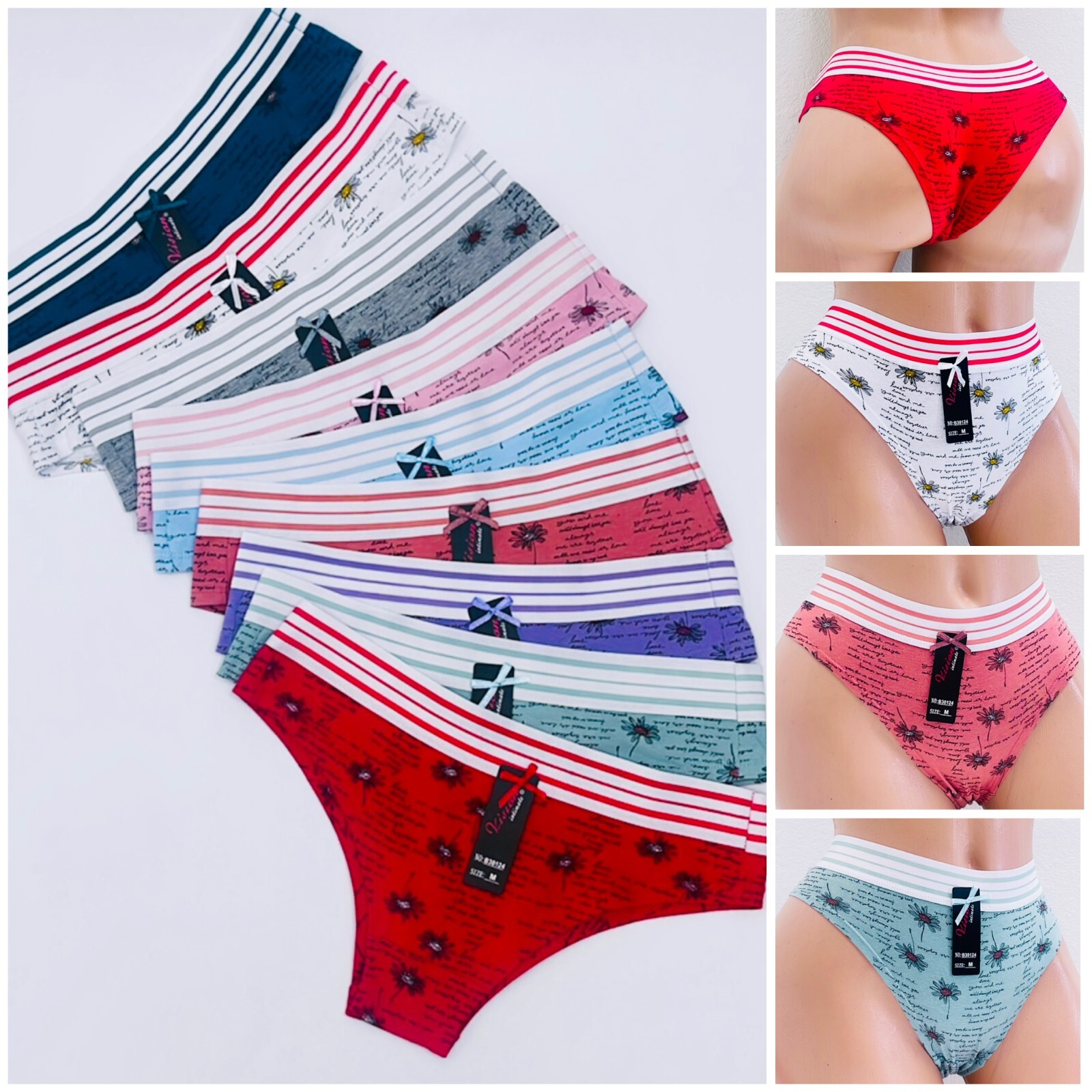 Lot of 6 Womens Sexy Bikini Panties Brief Floral Brazilian Cotton Underwear 3124