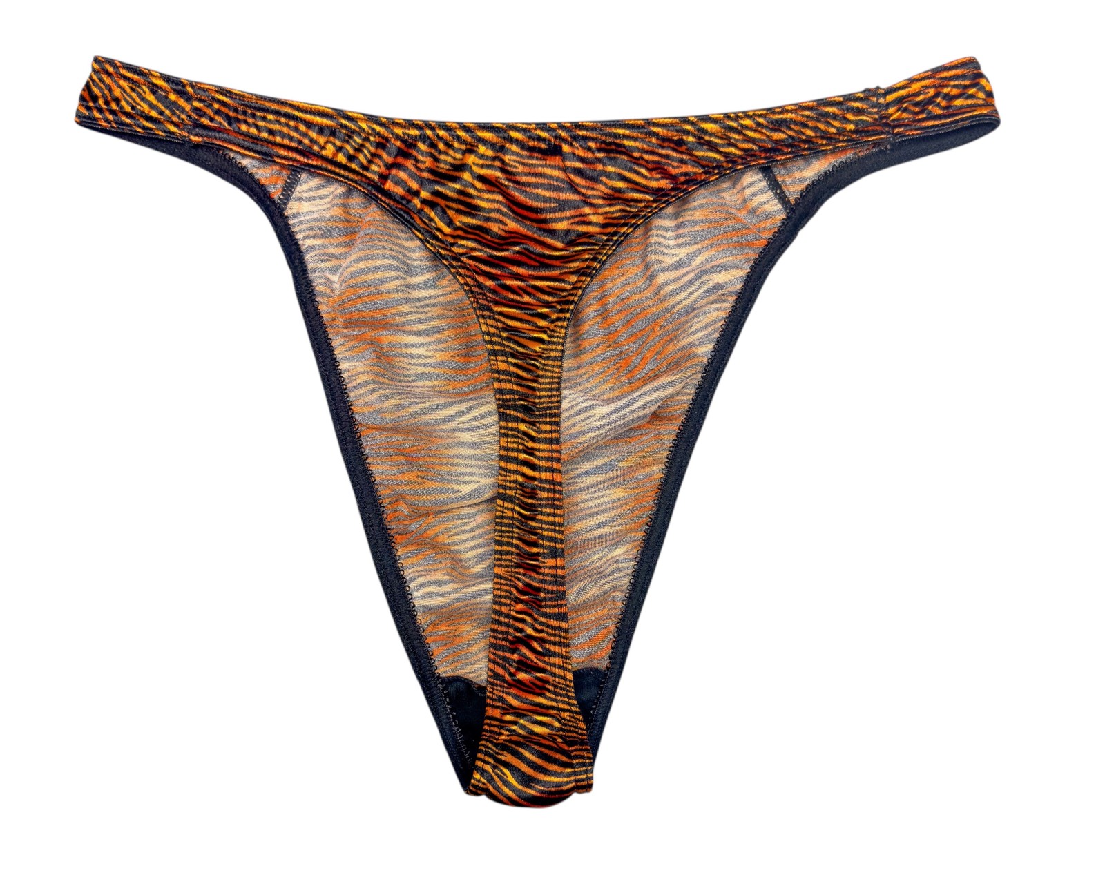 Second Skin Satin Thong Tiger Print L