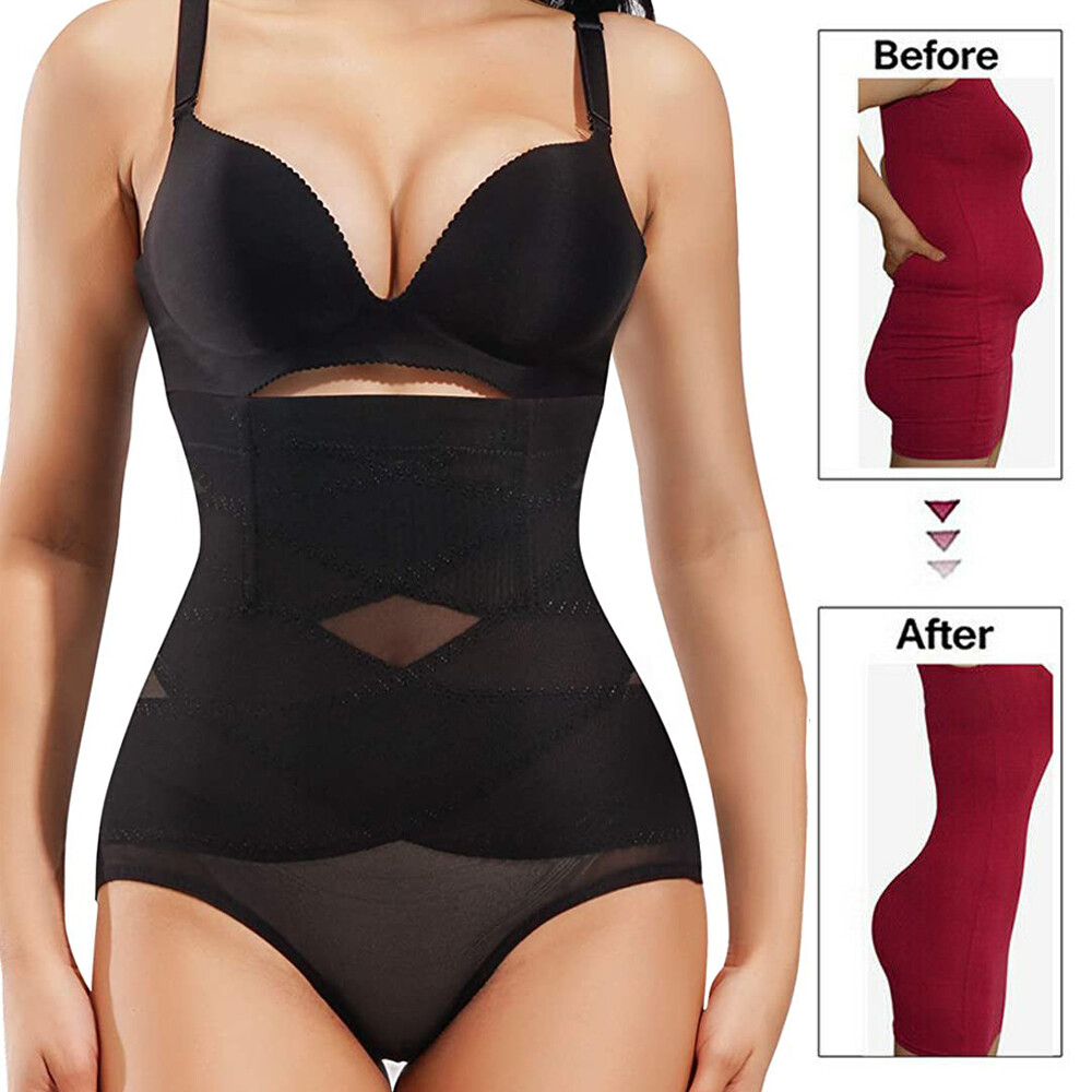 Women High Waist Panties Cross Compression abs Shaping Pants Slim Body Shaper UR