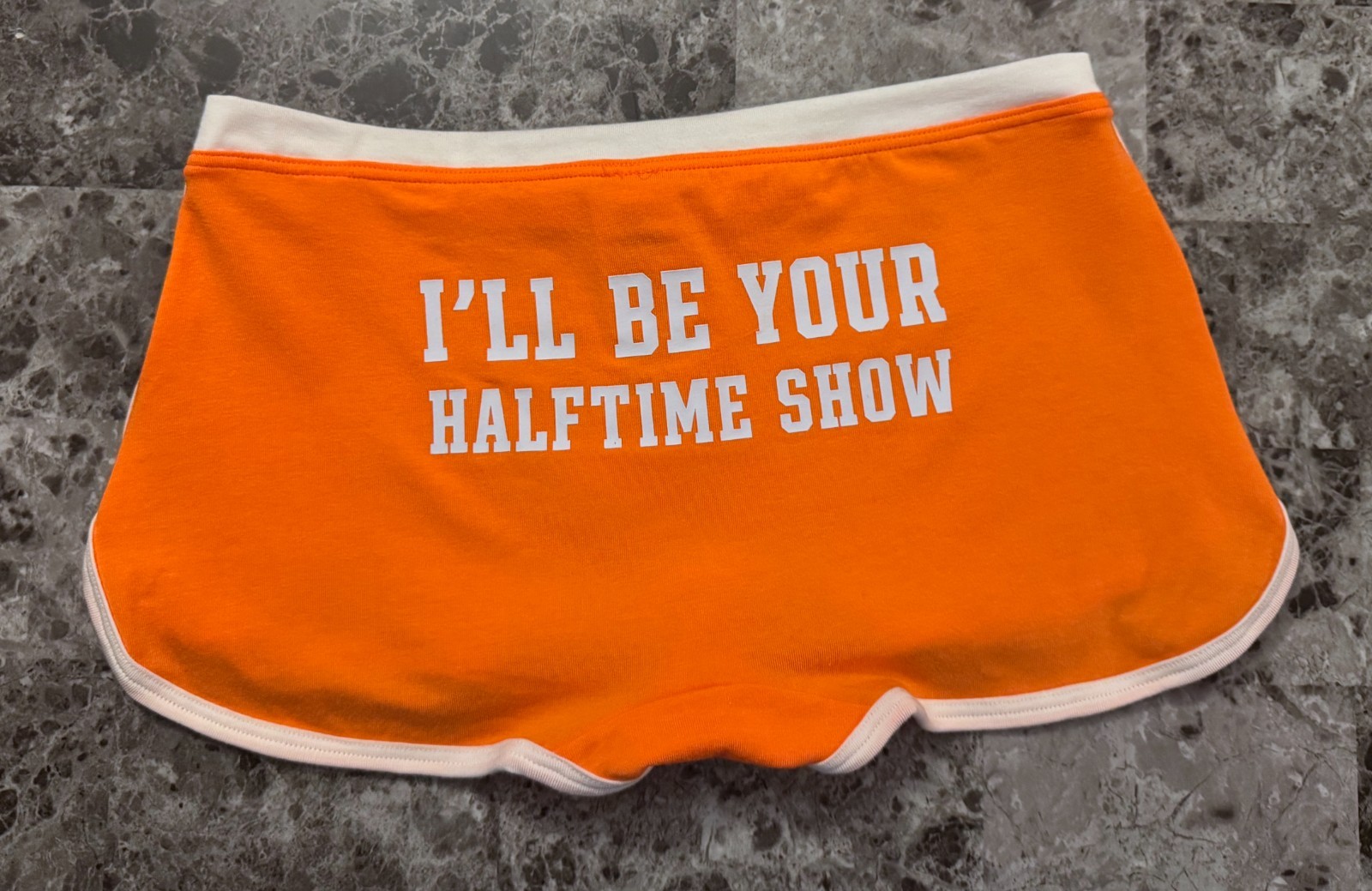 NWT VICTORIA’S SECRET PINK ORANGE HALFTIME SHOW CURVED HEM DORM BOYSHORT PANTIES
