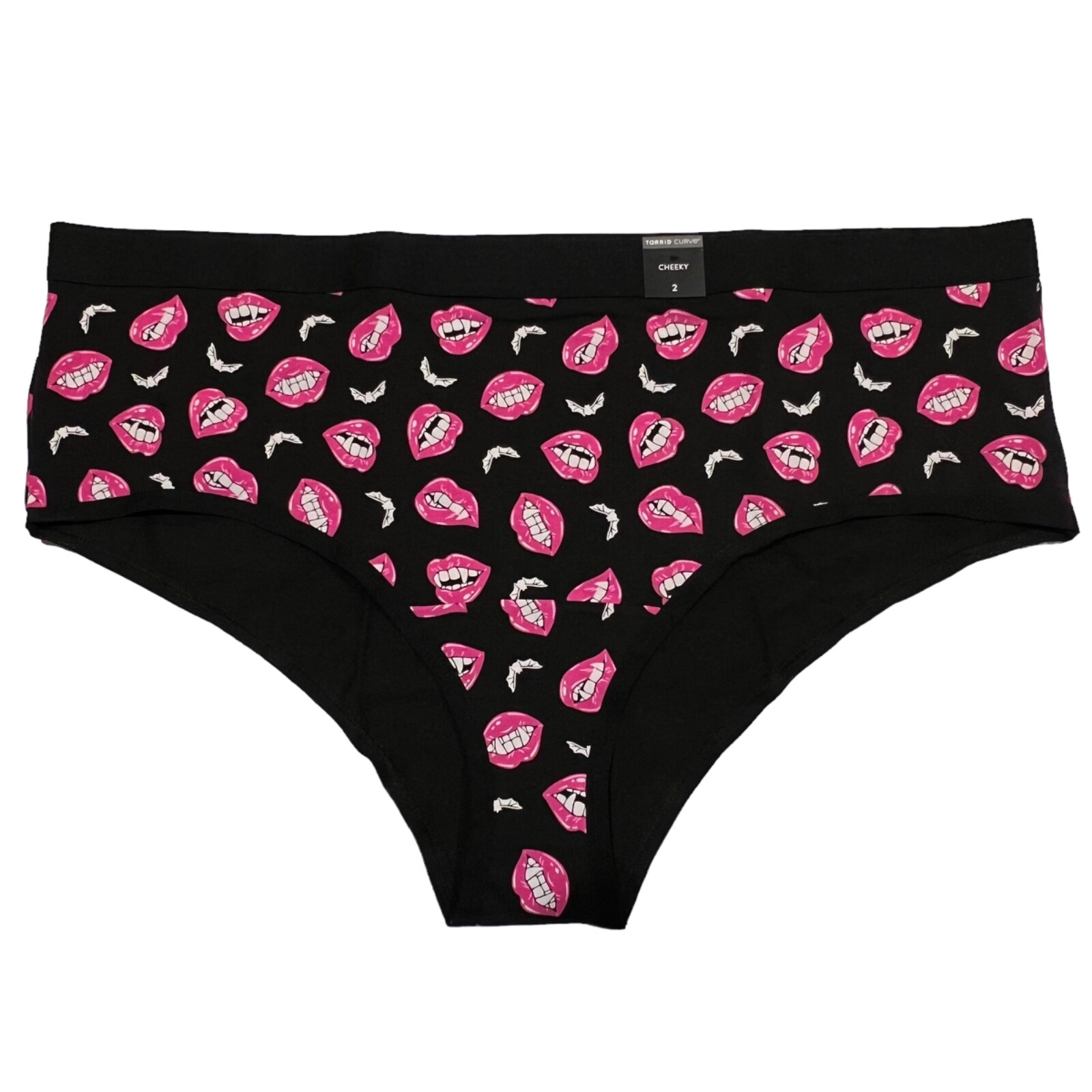 NWT TORRID Cheeky Pantie Sz 0X-1X-2X-3X Halloween Vampire Mouth Black