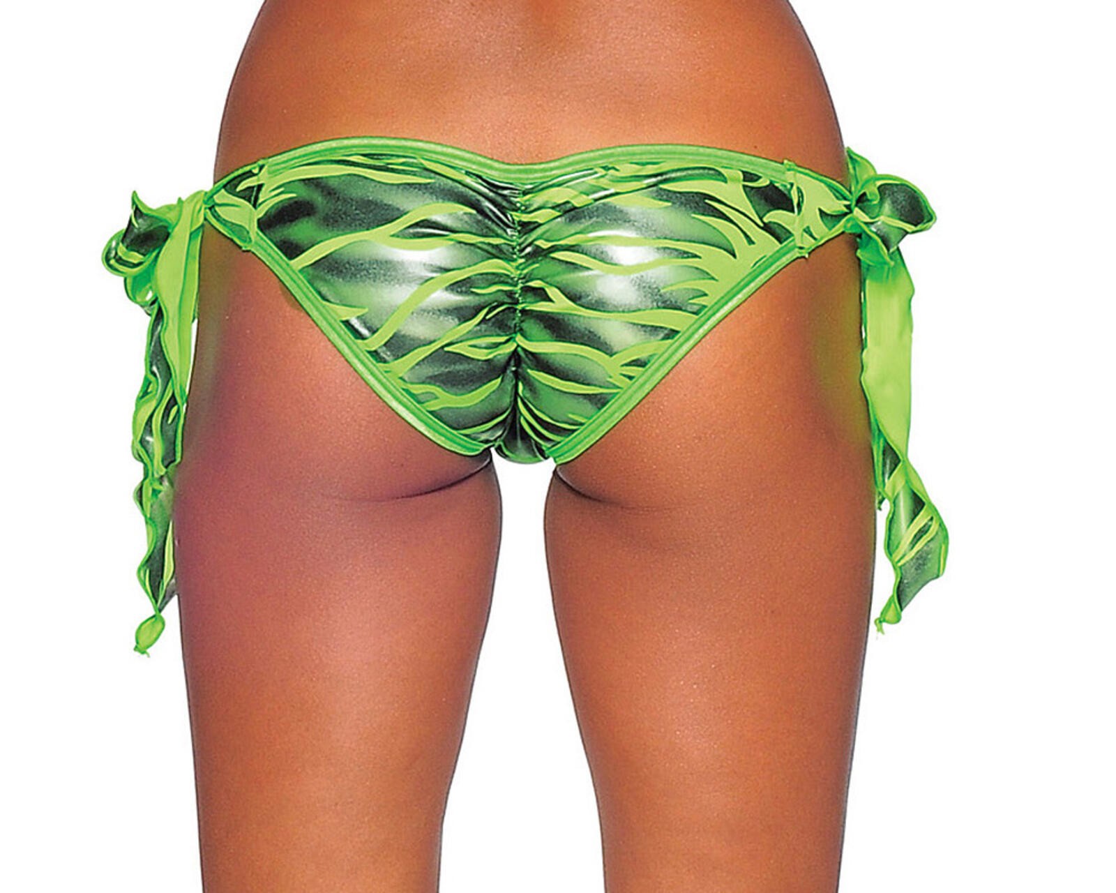 Bodyzone NEW Neon Green Zebra side tie scrunch rio