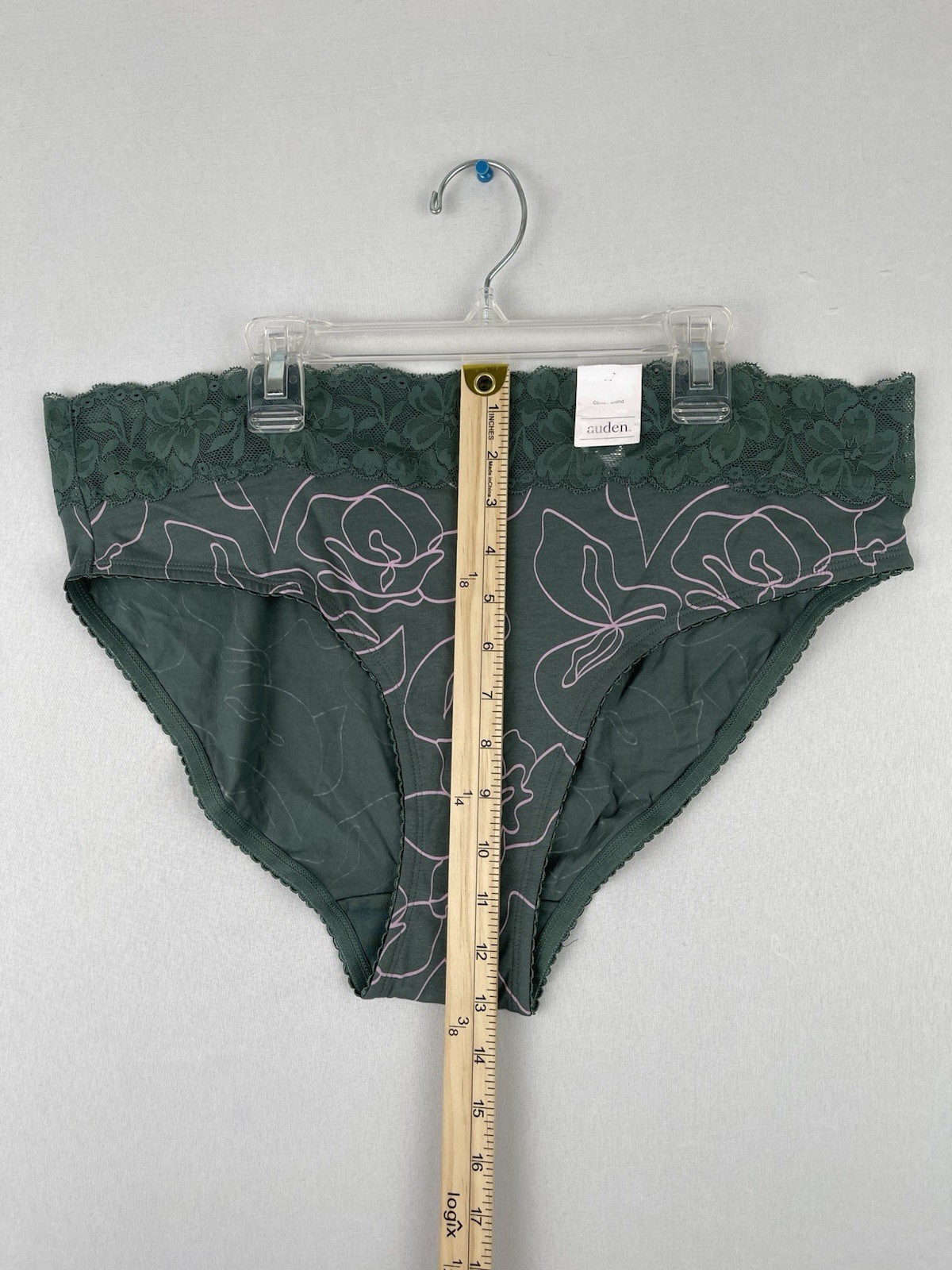 Auden Cotton Blend Hipster Underwear W/lace Waist Teal Green Size XL(18)