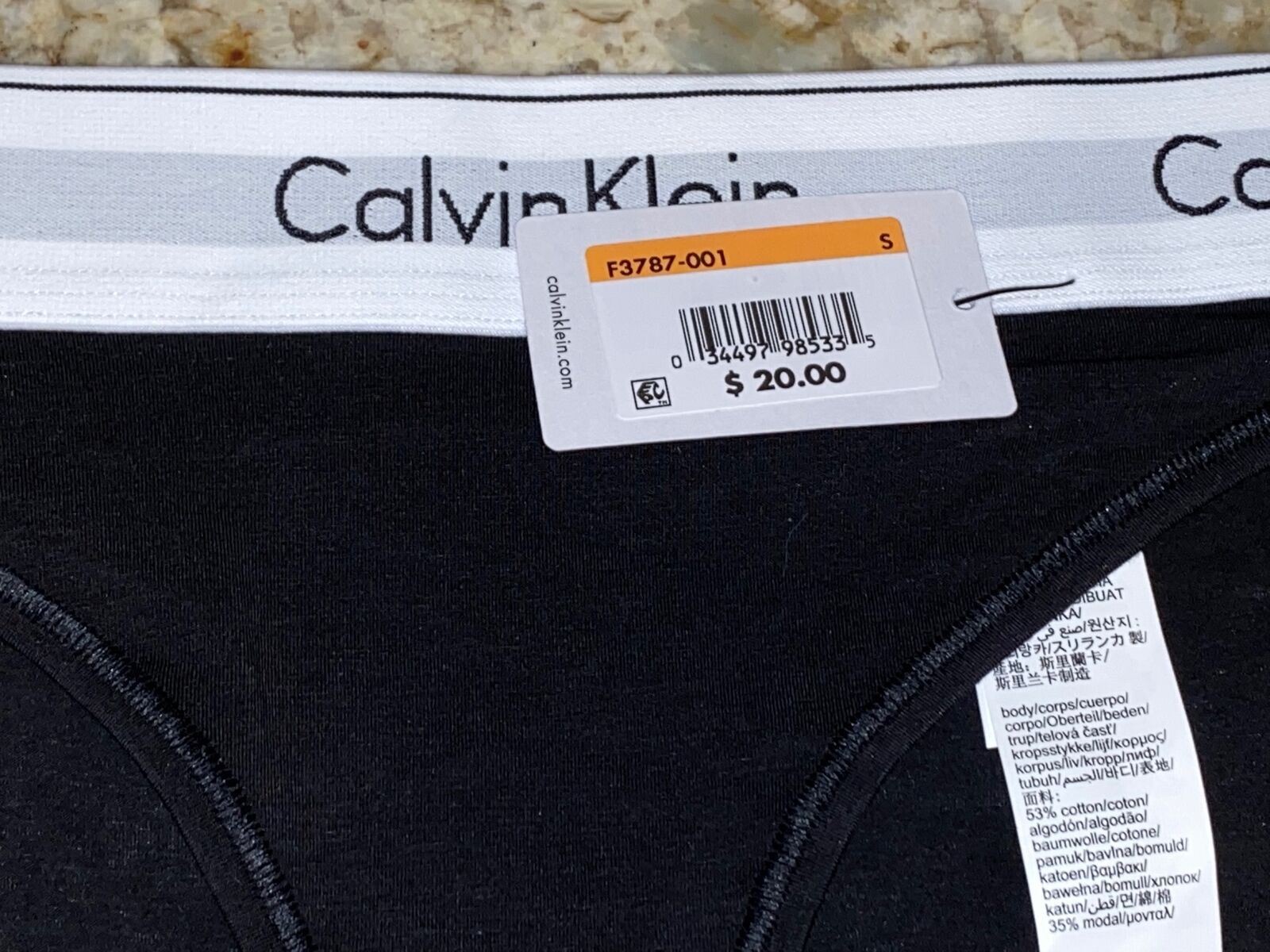 CALVIN KLEIN Modern Cotton Black White Bikini Panty Womens Sz S 5 M 6 XL 8 F3787