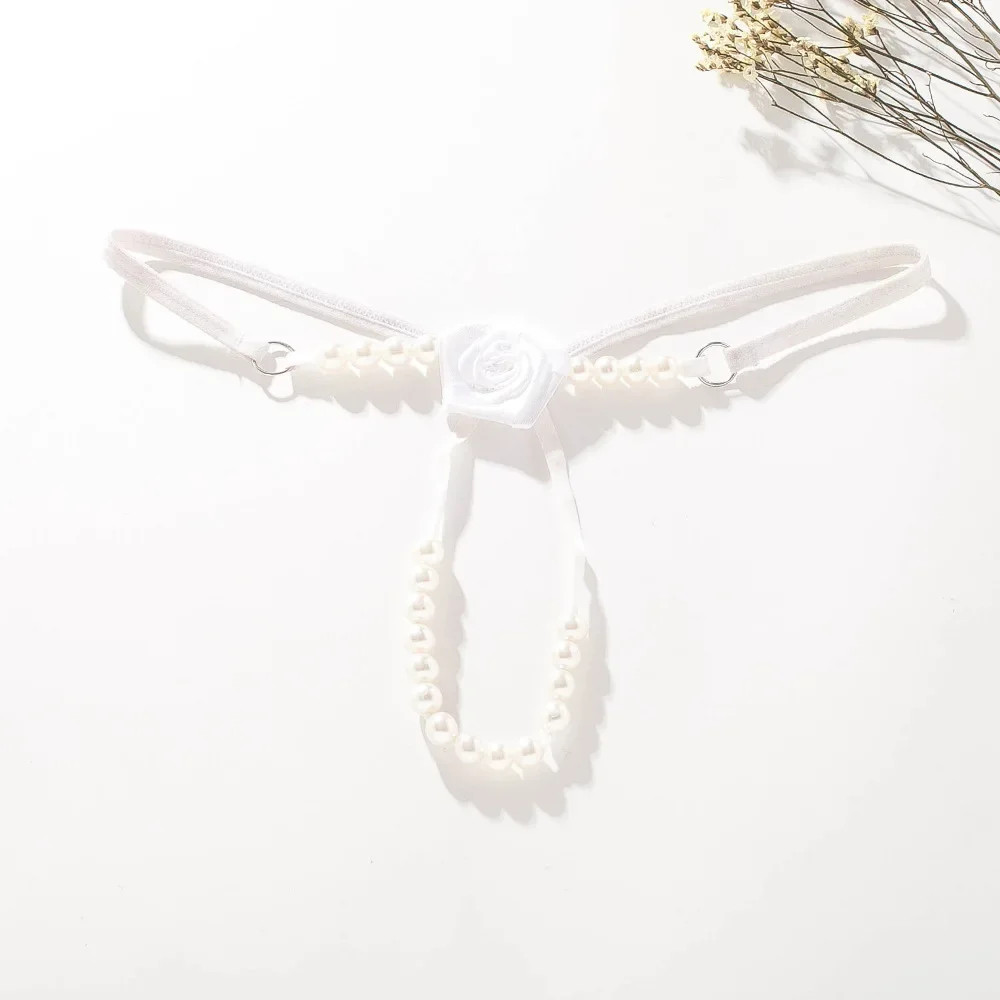 Low Rise Beaded G String Panties Women’s Floral Strap Detail Thong Lingerie