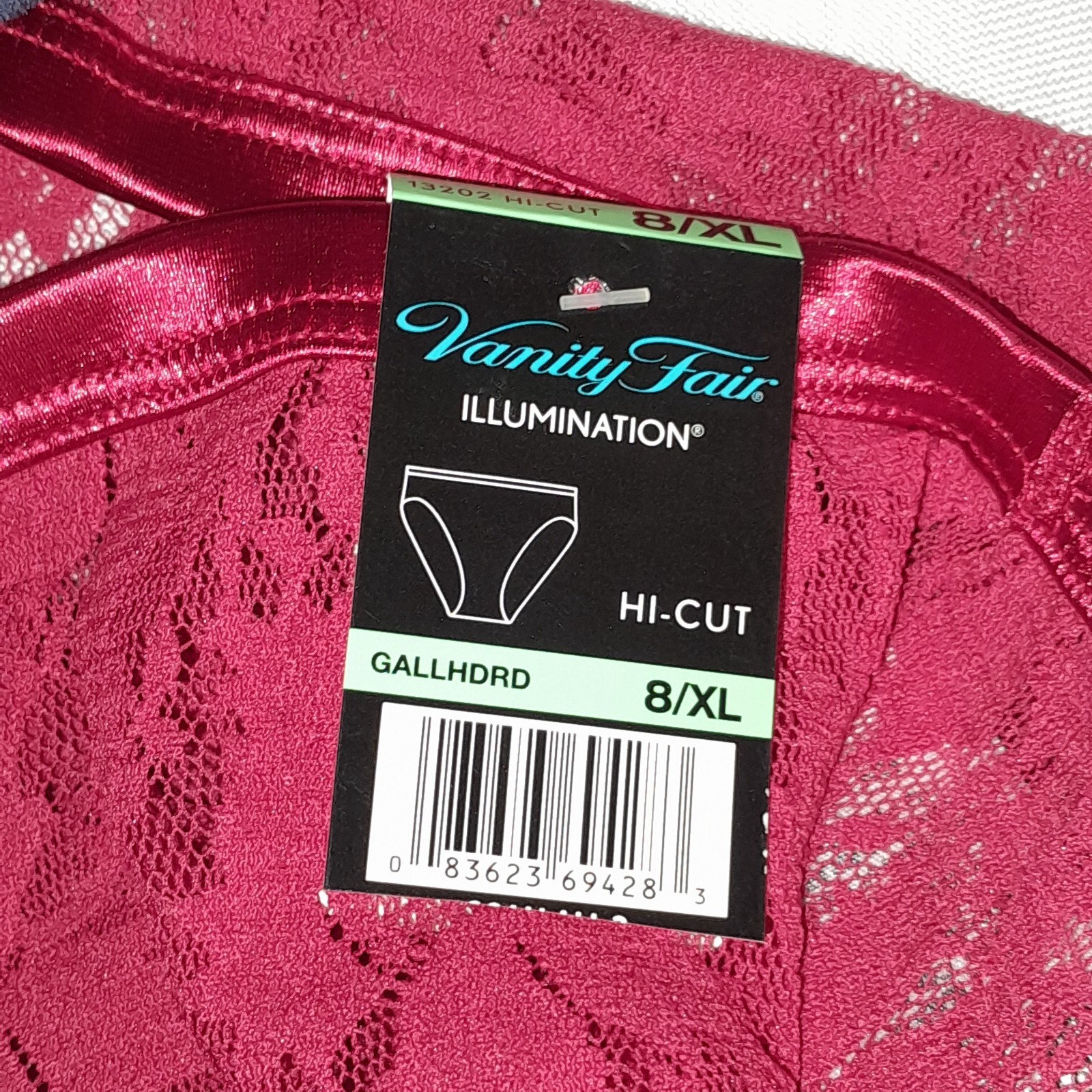 3 Vanity Fair Illumination High Cut Panties 8 XL Red/Navy Lace Satin Trim NWT