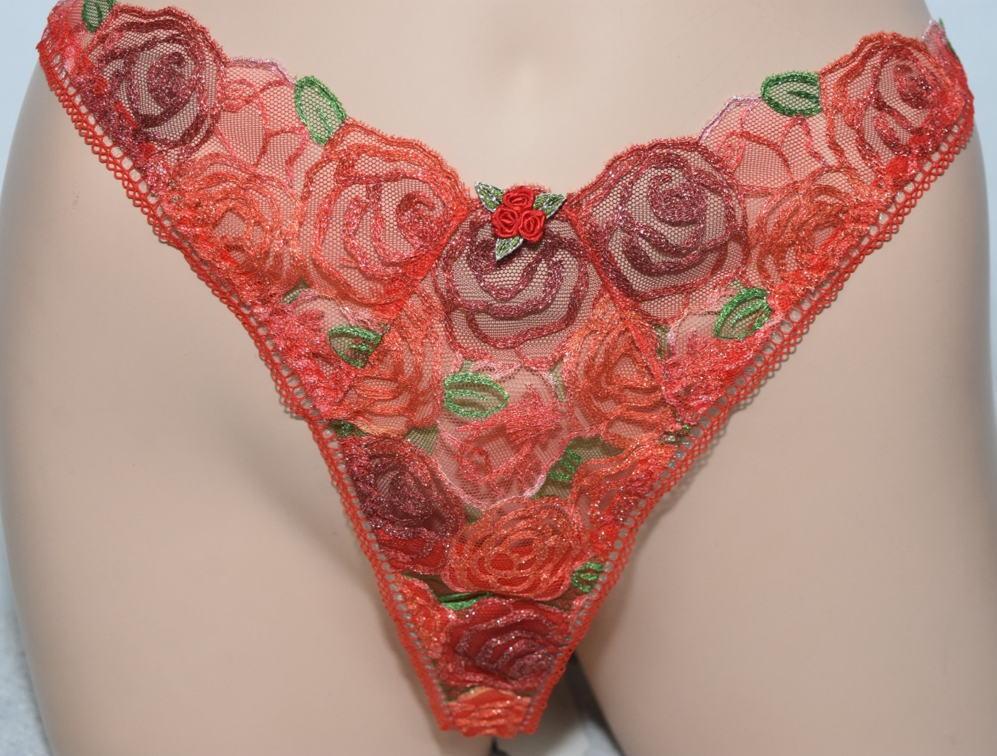 NWT for Love & Lemons Victoria’s Secret Red Embroidery Thong Panty Xl Xlarge