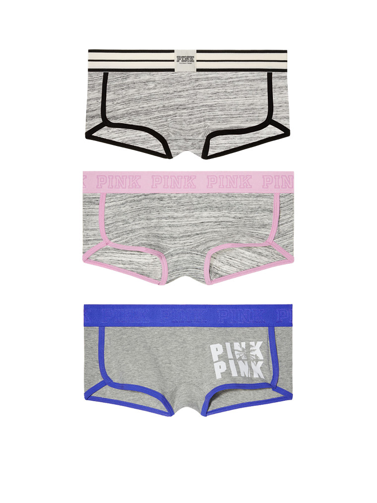 Victoria’s Secret PINK Variety Mixed Logo Boyshort Panty Underwear, Pack of 3