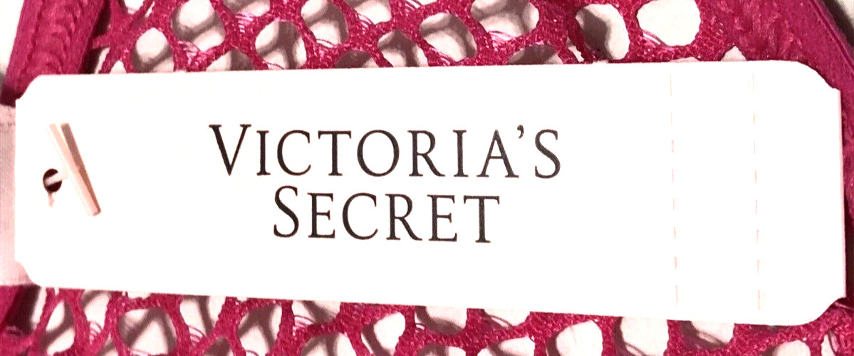 Victoria’s Secret NWT Medium Pink Fishnet String Cheeky Panty Open Back Lace Up