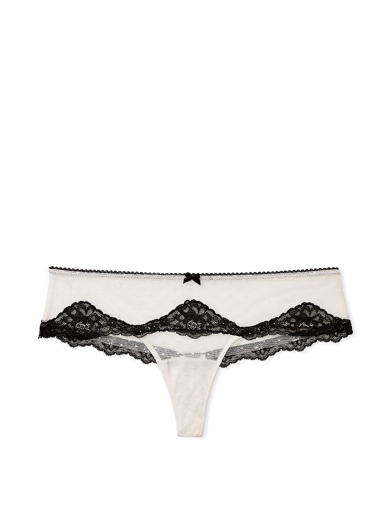 Victoria’s Secret Dream Angels Lace Hipster Thong Panty Coconut White L NEW