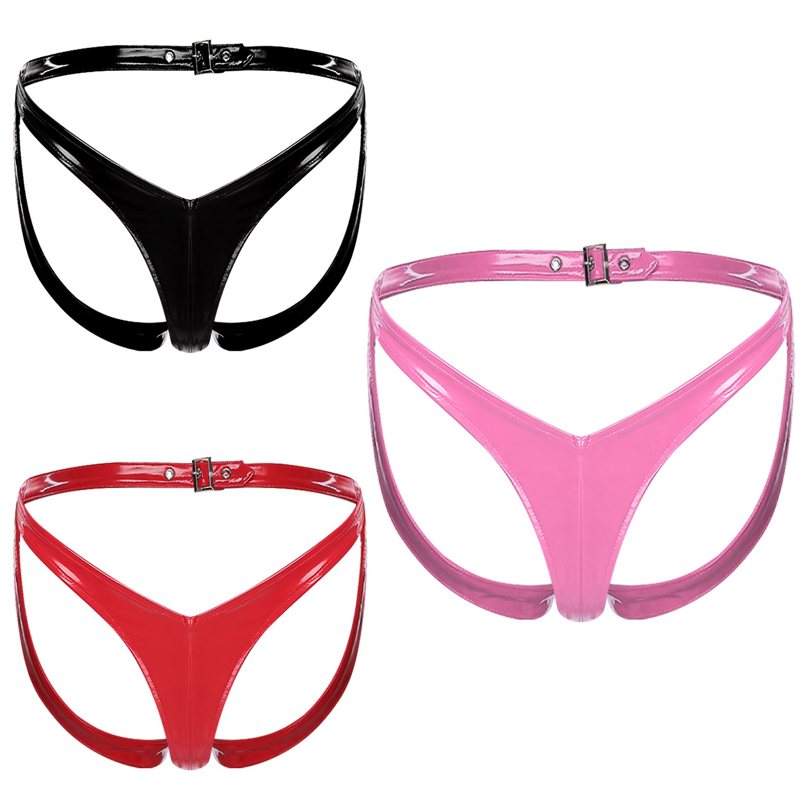 Women Briefs Metallic Bikini Wet Look Sleepwear Patent Leather Underwear Shiny