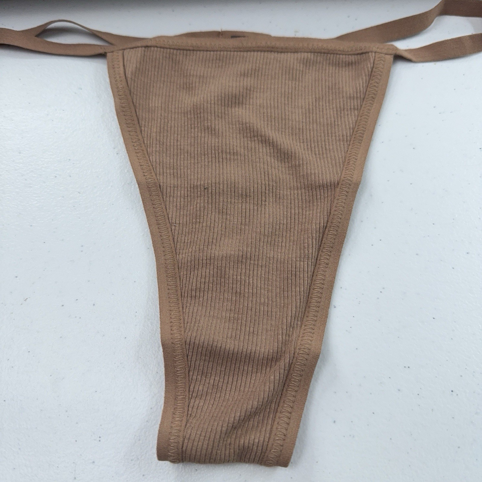 Bamboo Womens Size Medium Brown Rib Knit G String Panty New
