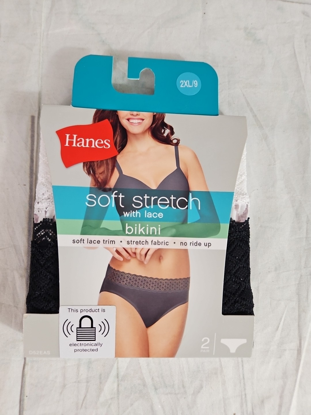 NEW Hanes Women’s 2XL/9 Soft Stretch With Lace Bikini 2-Pack No Ride Up