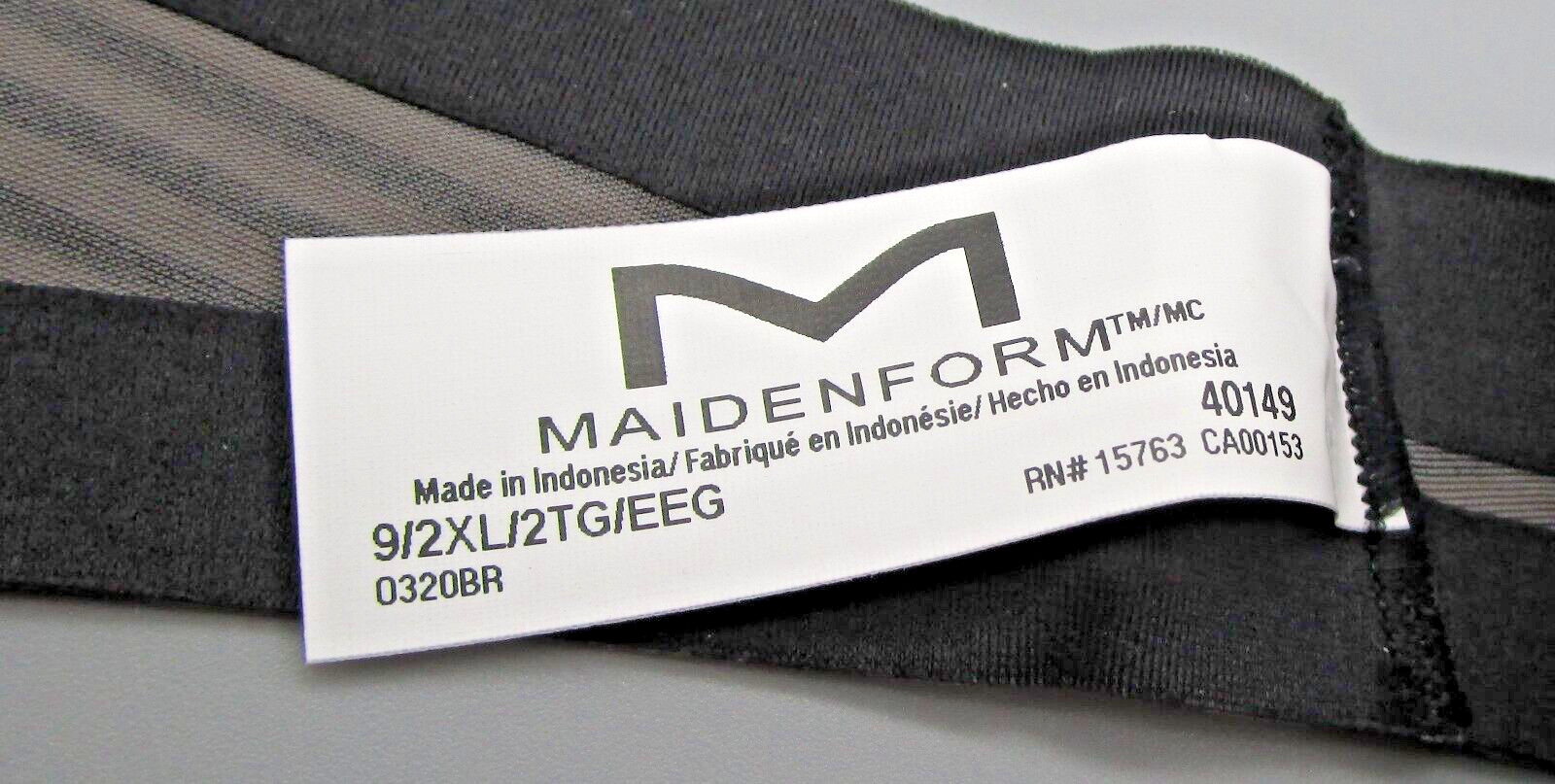 MAIDENFORM~2XL 9~40149~Steel Gray & Black Pinstripe Comfort Devotion Thong