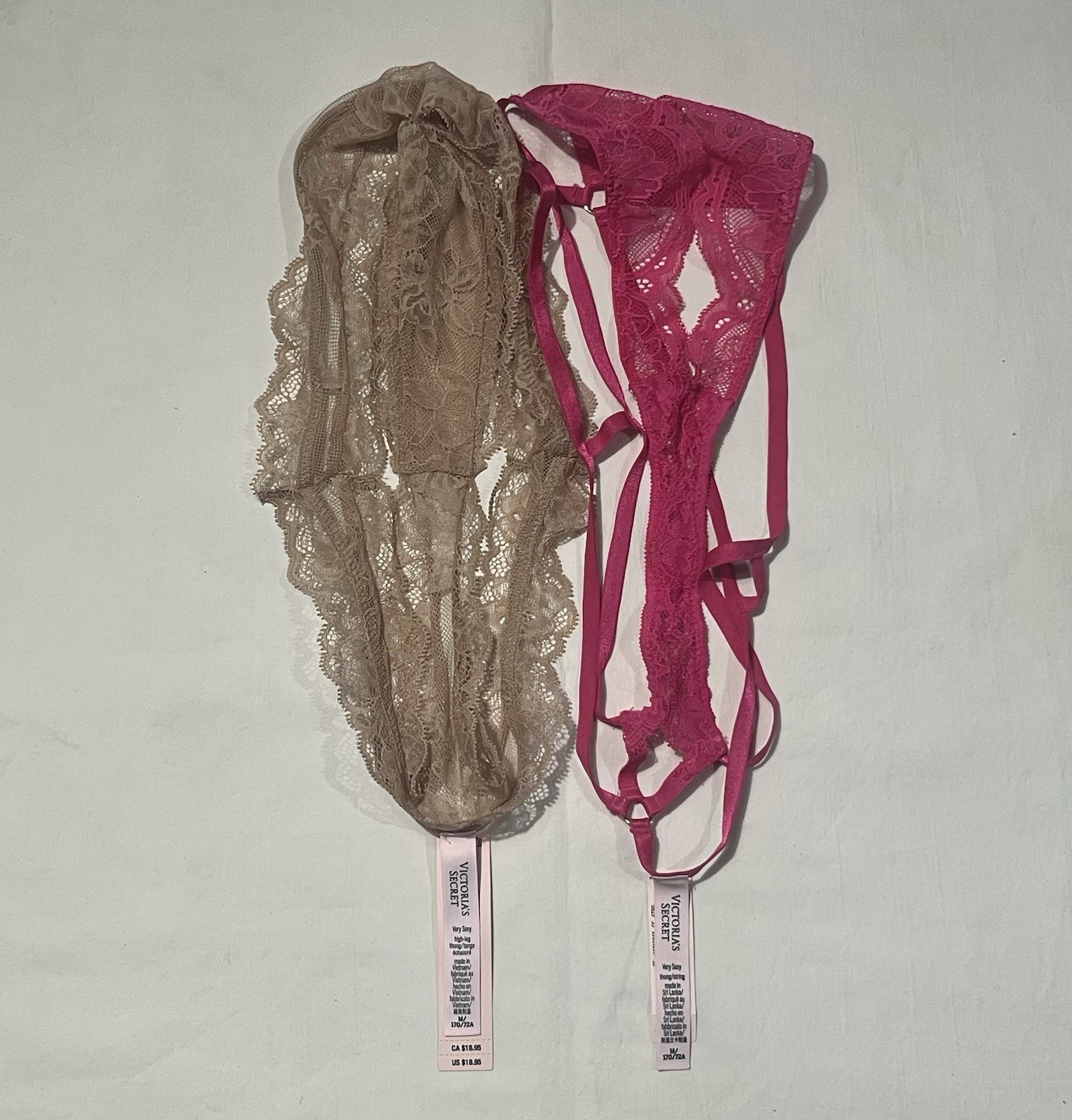 Lot of 2 Victoria’s Secret (1) High-Leg Thong & (1) Regular Thong Medium NWT