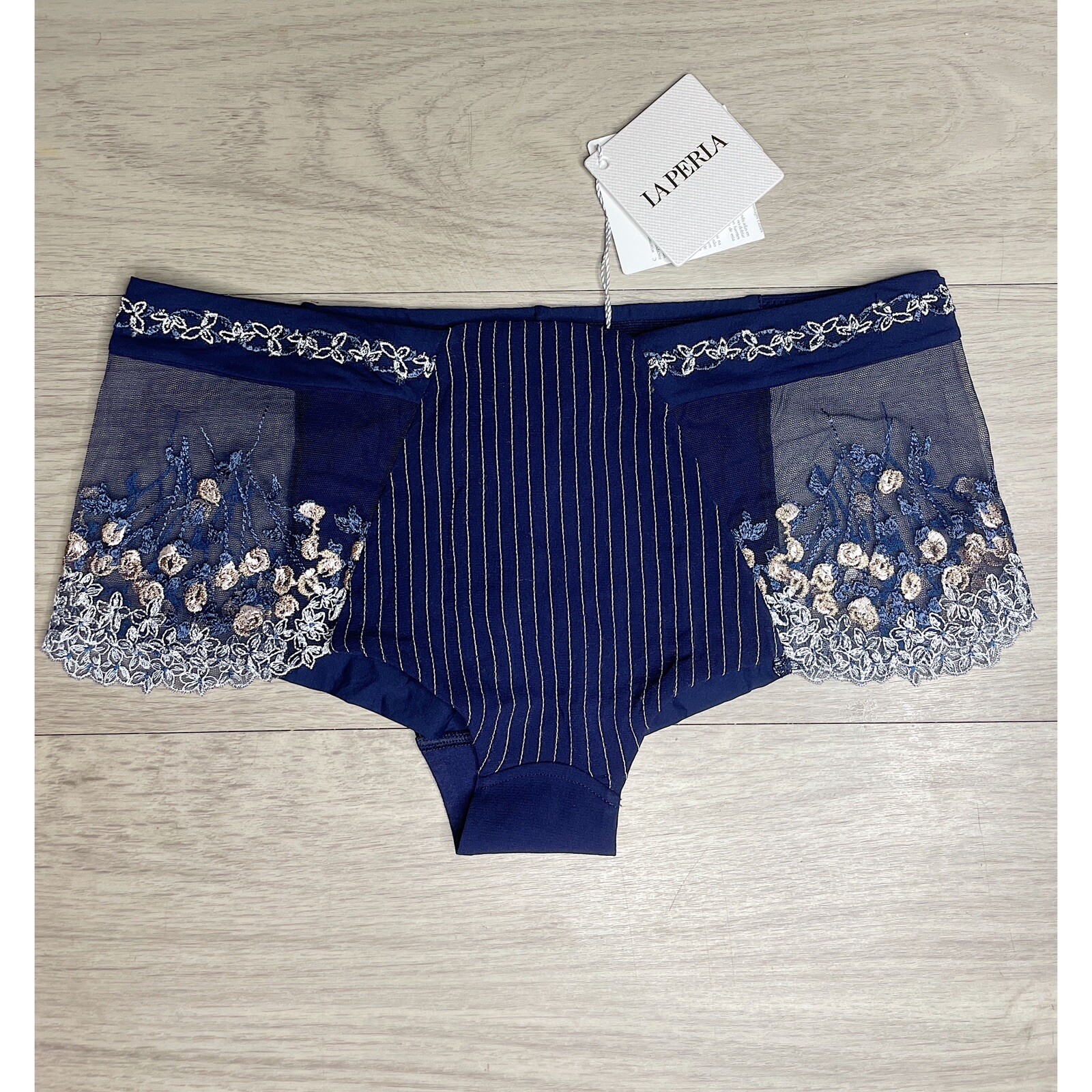 La Perla Garden Party Brief Boyshort Panties Nwt Medium blue