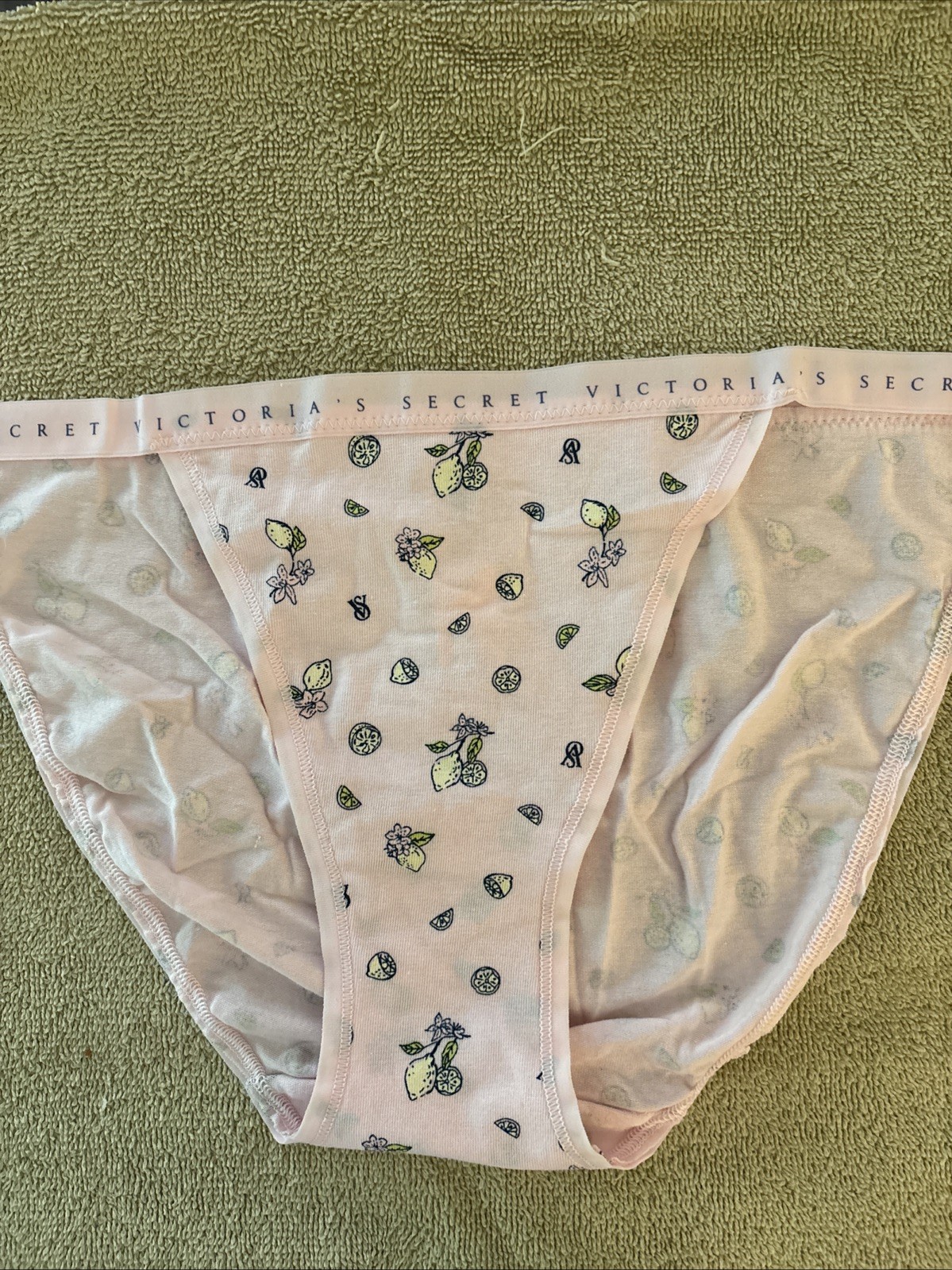Victoria’s Secret Medium , Pink, Lemon, Cotton String Bikini Panty