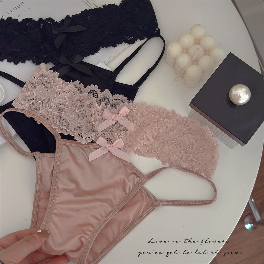 Sexy Hollow Lace Underwear with Thin Straps and Pure Low Waist
