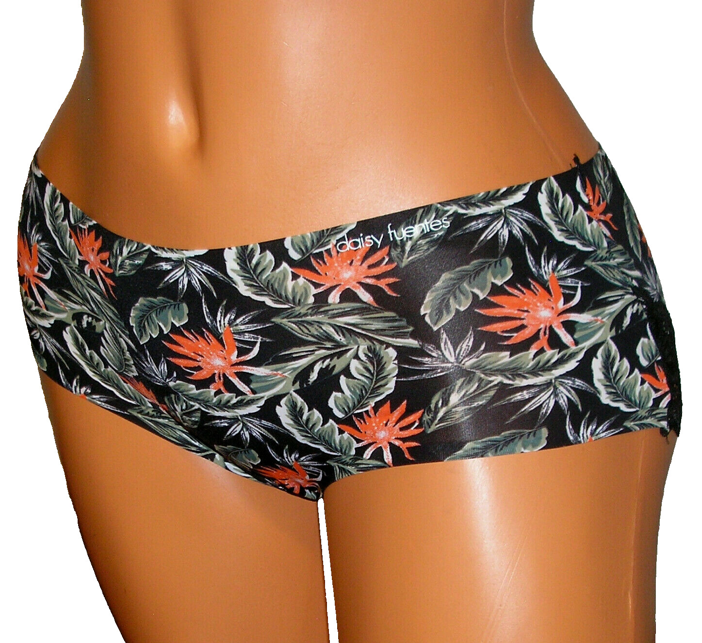 Panties Lingerie Daisy Fuentes Leaf Print Lace Trim Hipster, Small / Medium
