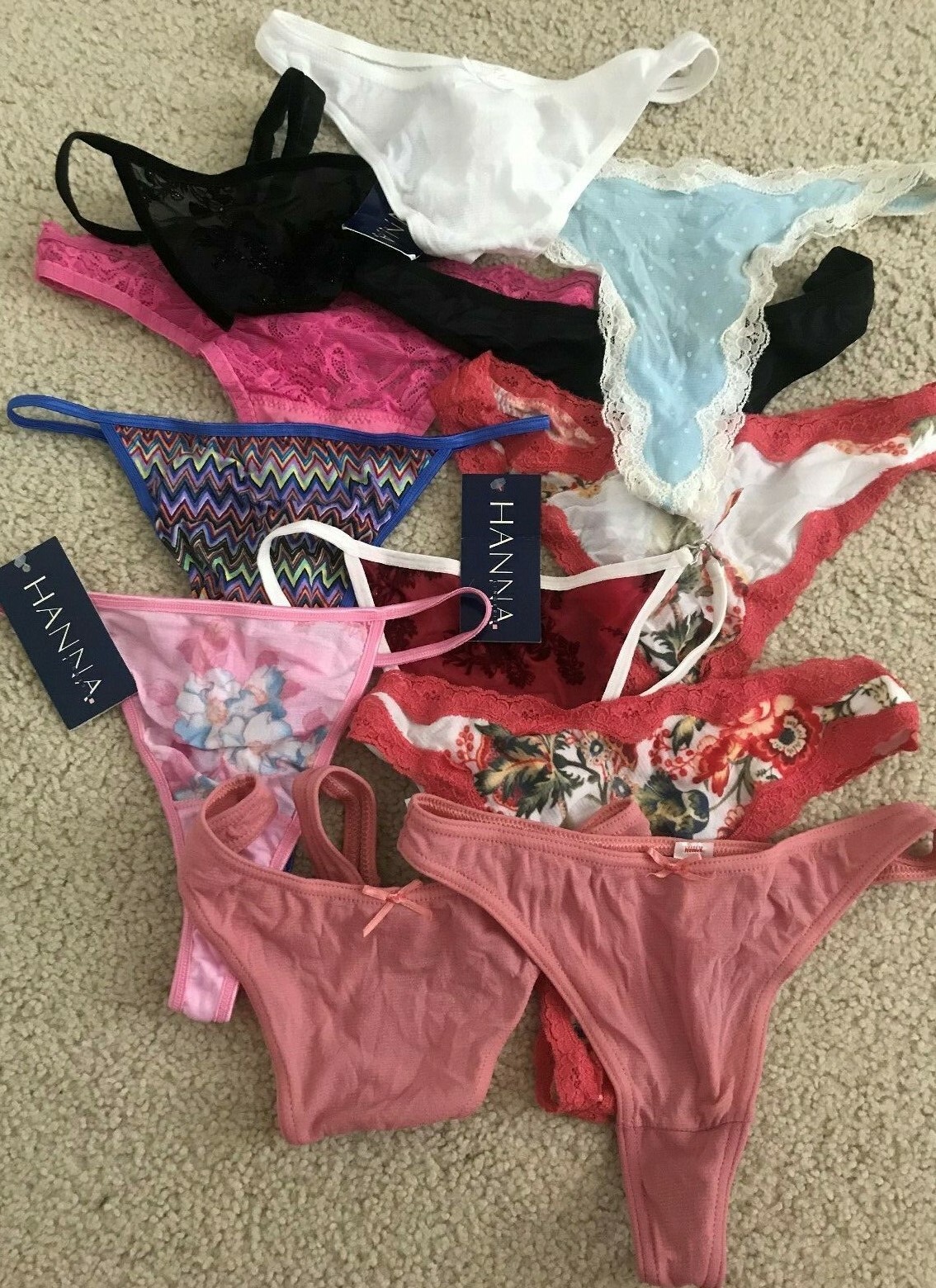 12 HANNA of Canada FASHION THONGS mixed fabrics & colors $49 delivered 71% OFF