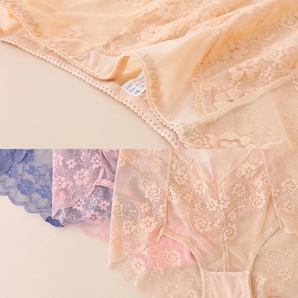 2 Pack High Waist Briefs Tummy Control Girdles Lace Shaper Panties M-3XL