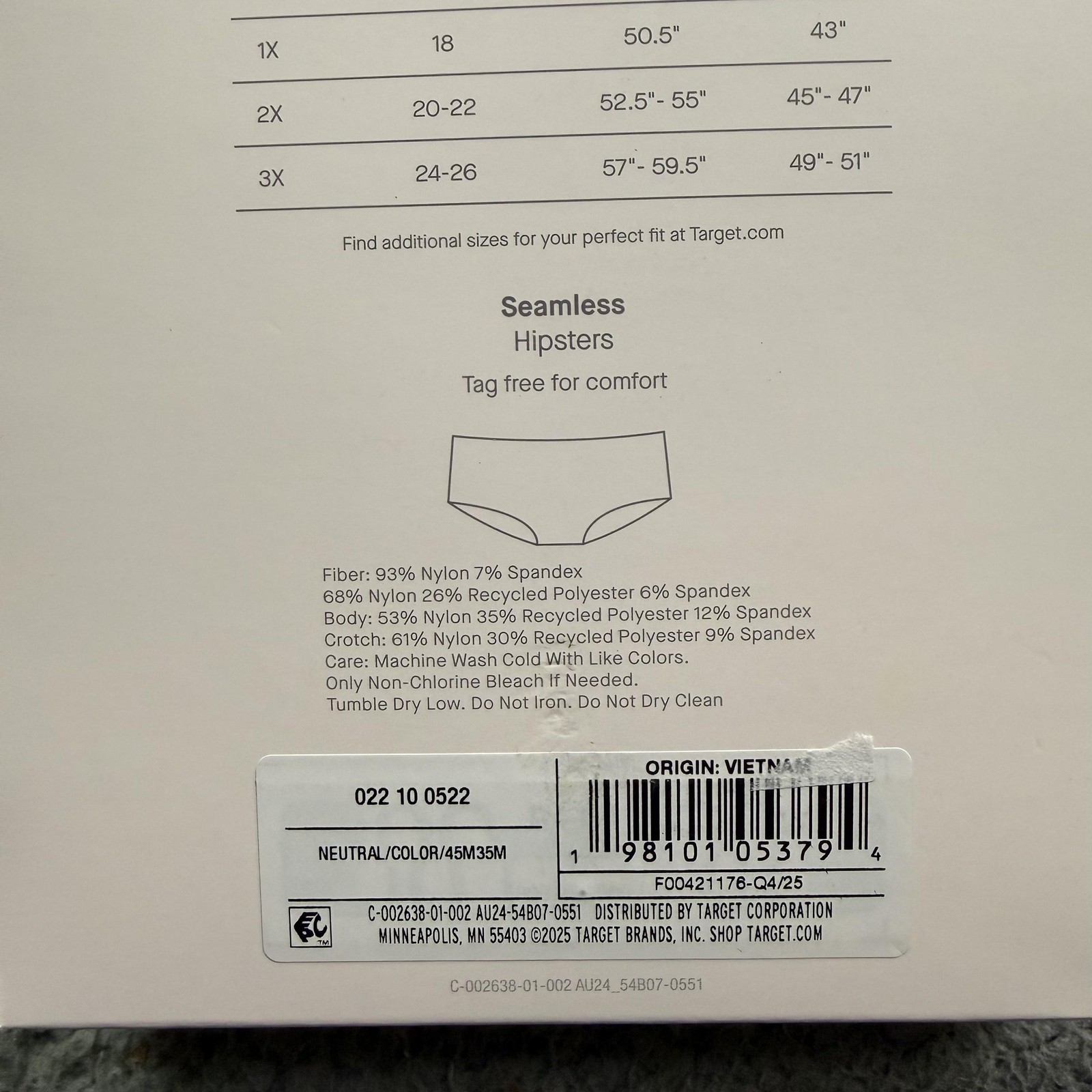 Auden Seamless Hipster Panties Womens L 12-14 Stretch 6 Pack Tagless Multicolor