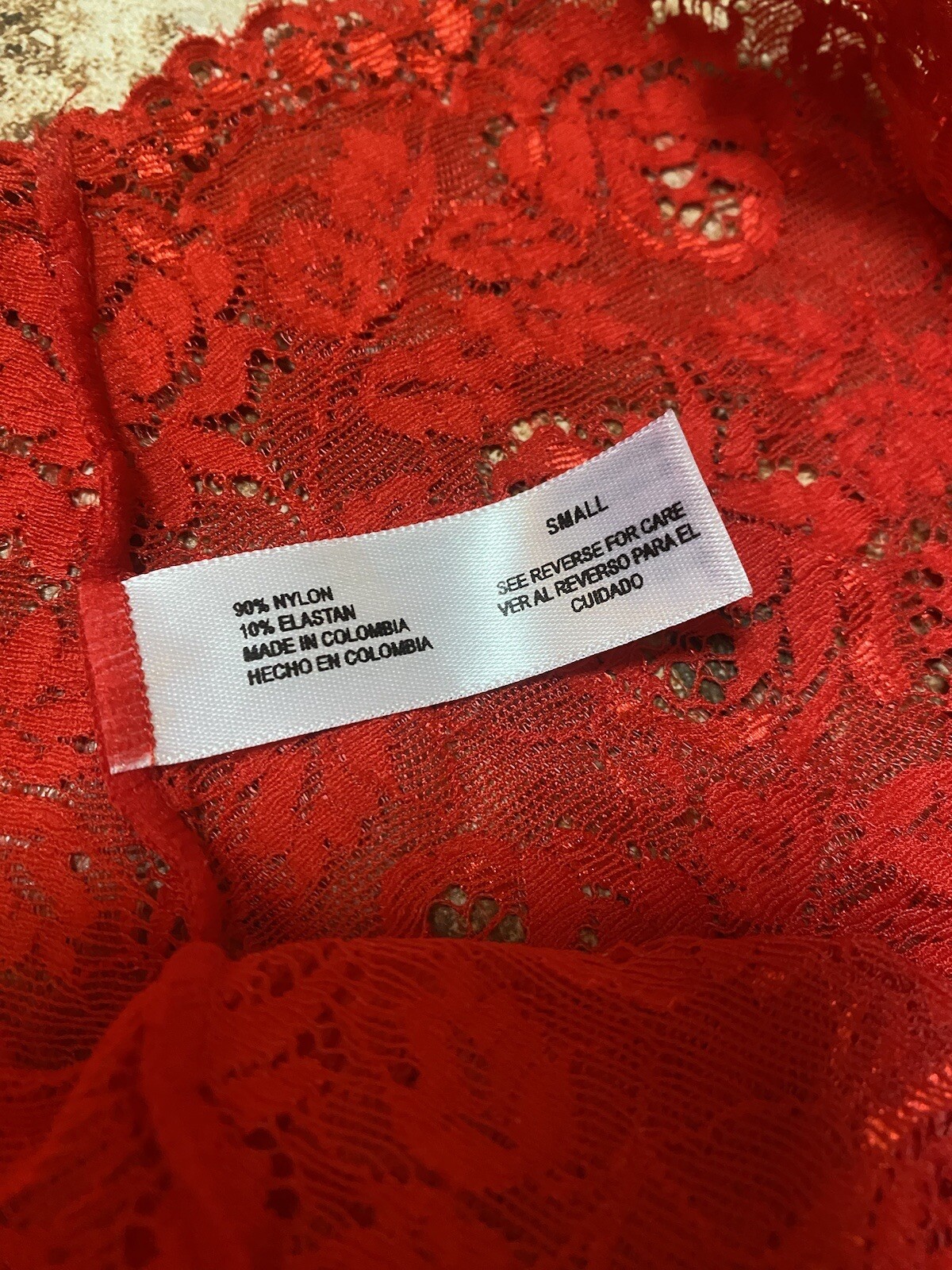 Woman’s Cheeky Lowrise Boyshort Tanga Thong Red Lace Stretchy Small NWOT