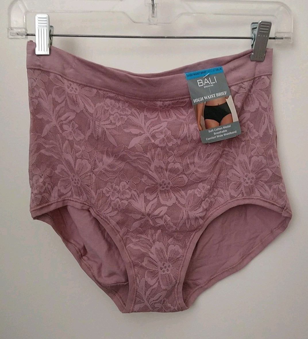 BALI WOMEN’S LACE FRONT HIGH WAIST BRIEF PANTY, SIZE 2XL/9