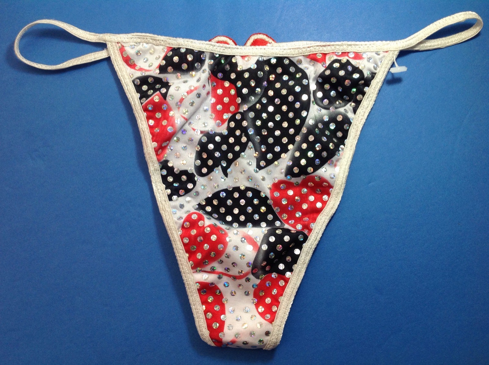 Women Panties,Thongs Size L/7 Large Multicolor W/metallic Dots&ornamentation