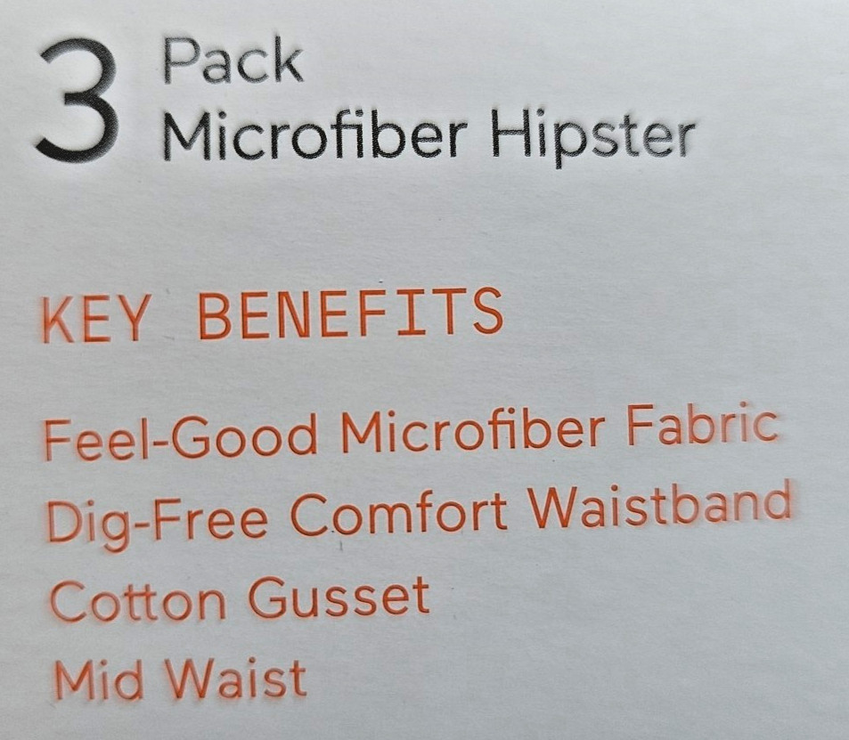 Warner’s Womens Blissful Benefits Microfiber Hipster Panties 3-Pack Size 9 XXL