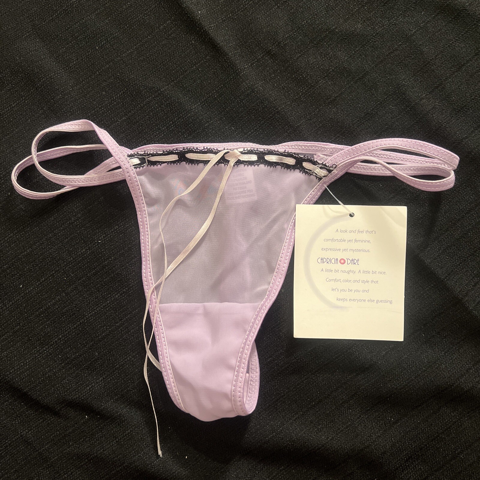 VINTAGE WOMEN’S PANTIES THONGS CAPRICIA O’DARE SIZE L/7 LIGHT PURPLE TRANSPARENT