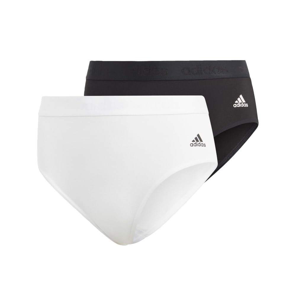 adidas Womens’ Smart Cotton Bikini Underwear 2-Pack – Black/White