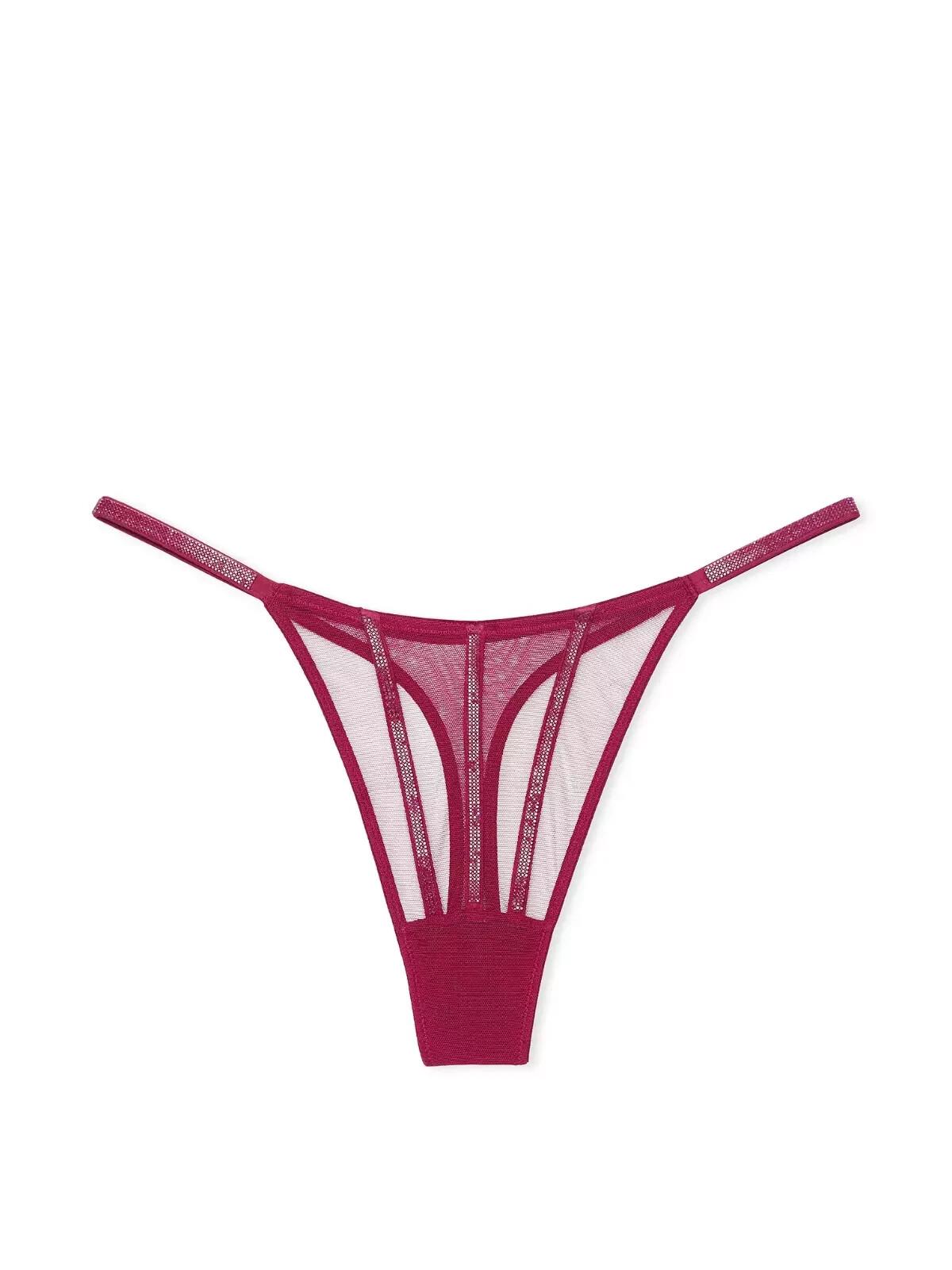 Victoria’s Secret Very Sexy Shine Strap Lace Sheer Red Thong Panty Small NWT
