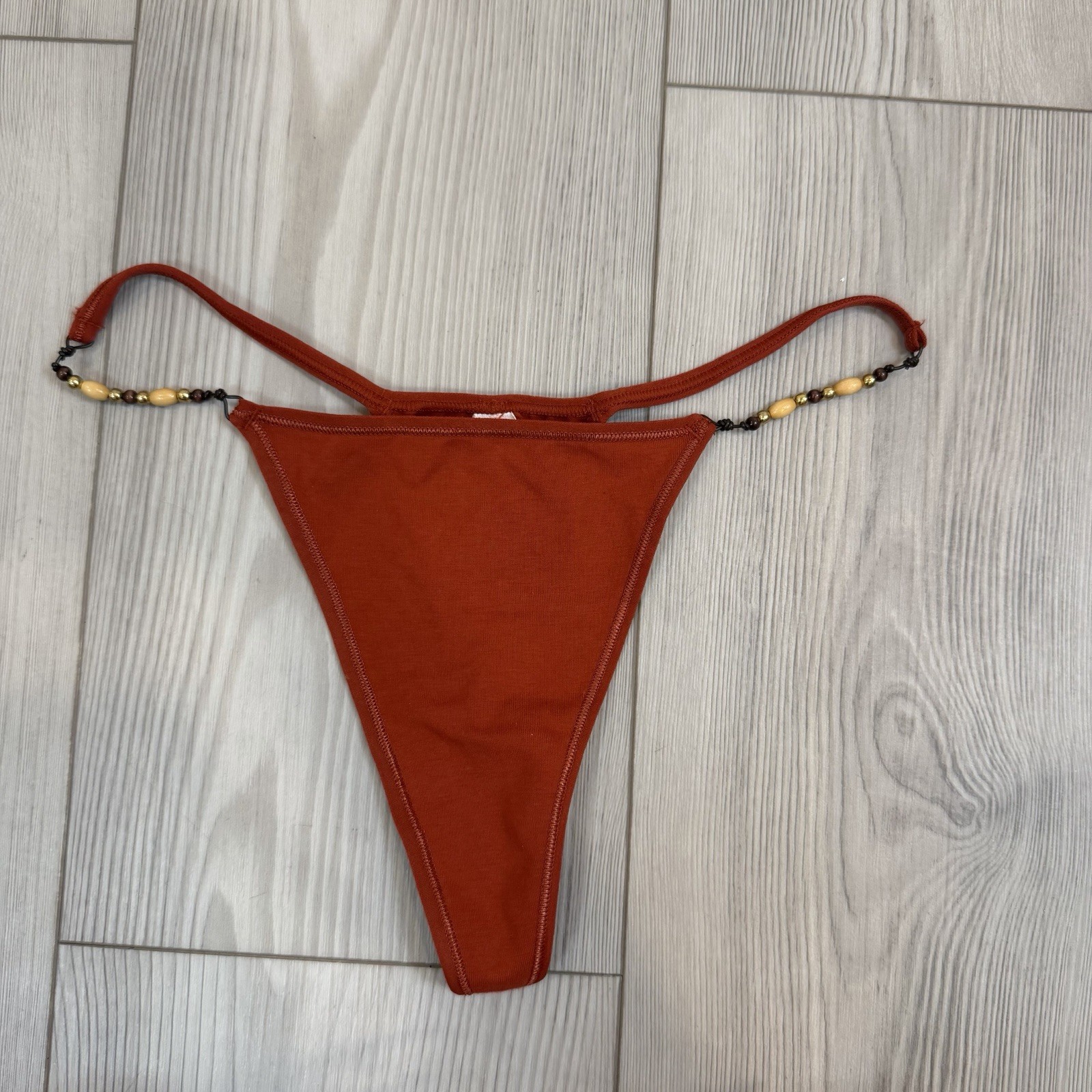 NWT True Vintage Victoria’s Secret Small Thong String Panty Beaded Detail 2000