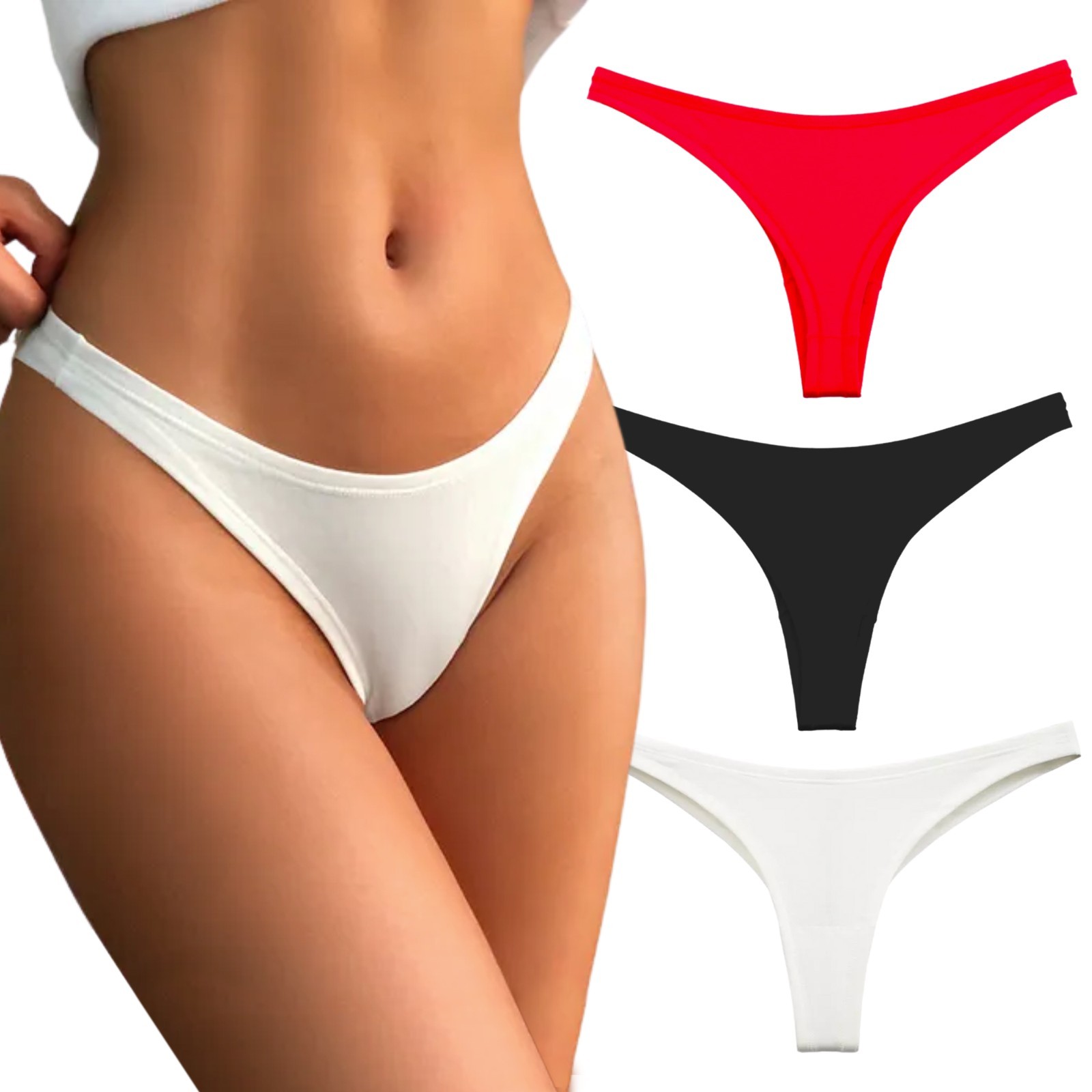 TRUBU Women’s 3 Pack Sport Thong Underwear Moisture Wicking Cotton Stretch