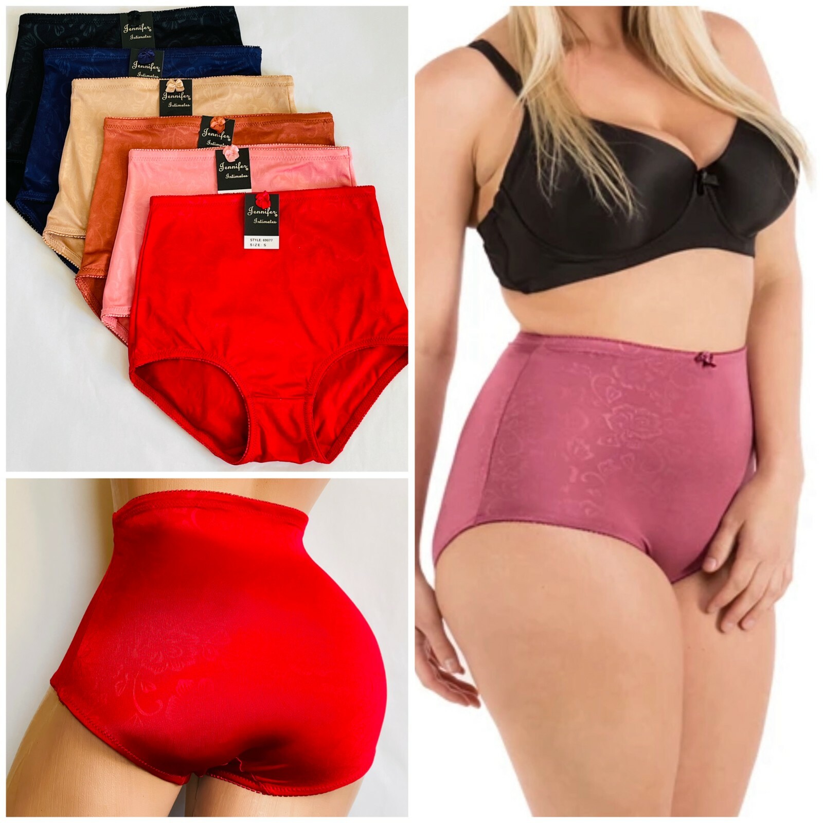 3/6 Pack Women High Waist Light Tummy Control Full Coverage Satin Brief 77 2X-5X